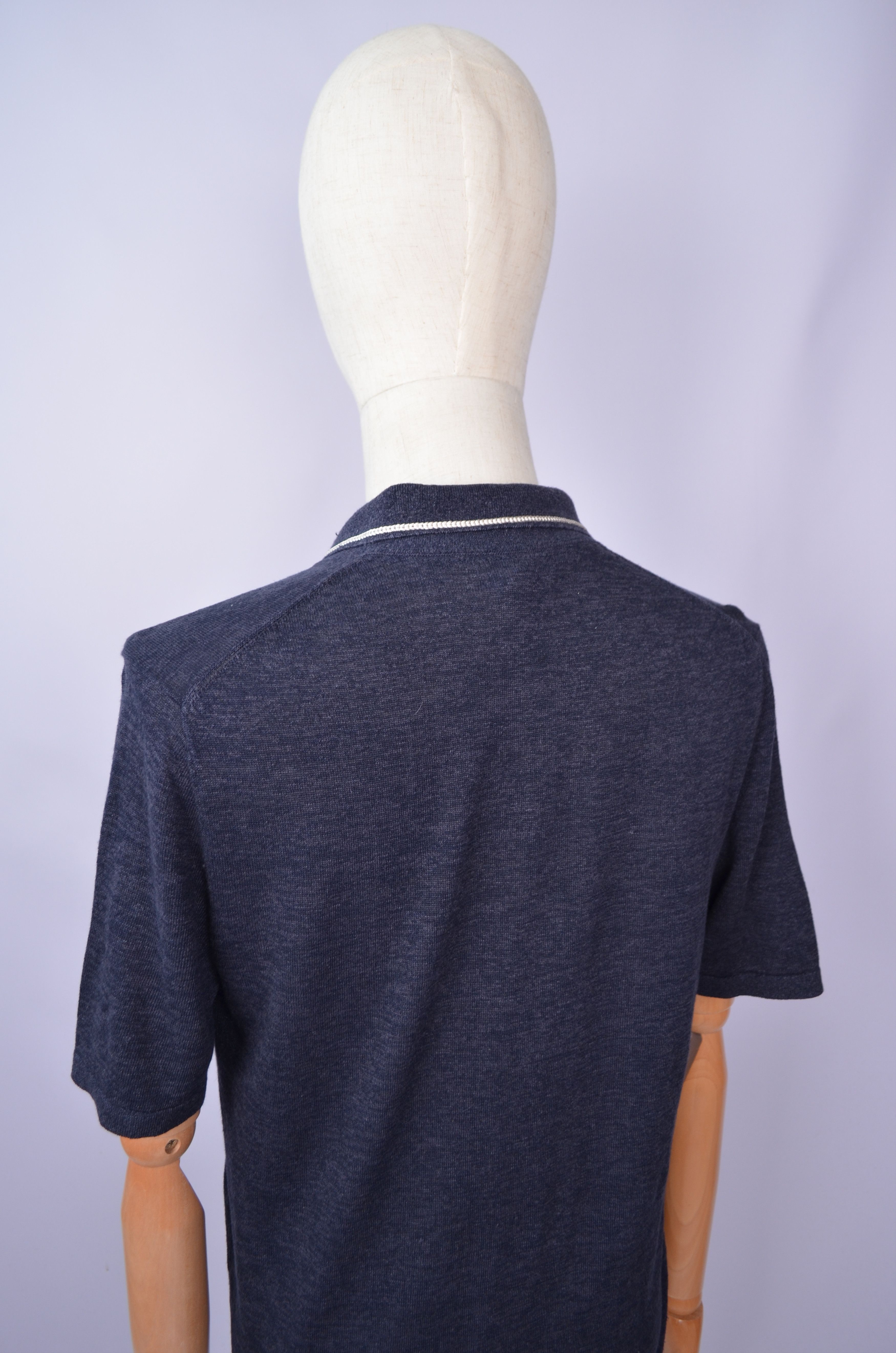 Designer × Reiss Reiss Cuban Collar Polo Shirt Linen Blend Knit Navy Size M Size US M / EU 48-50 / 2 - 6 Thumbnail