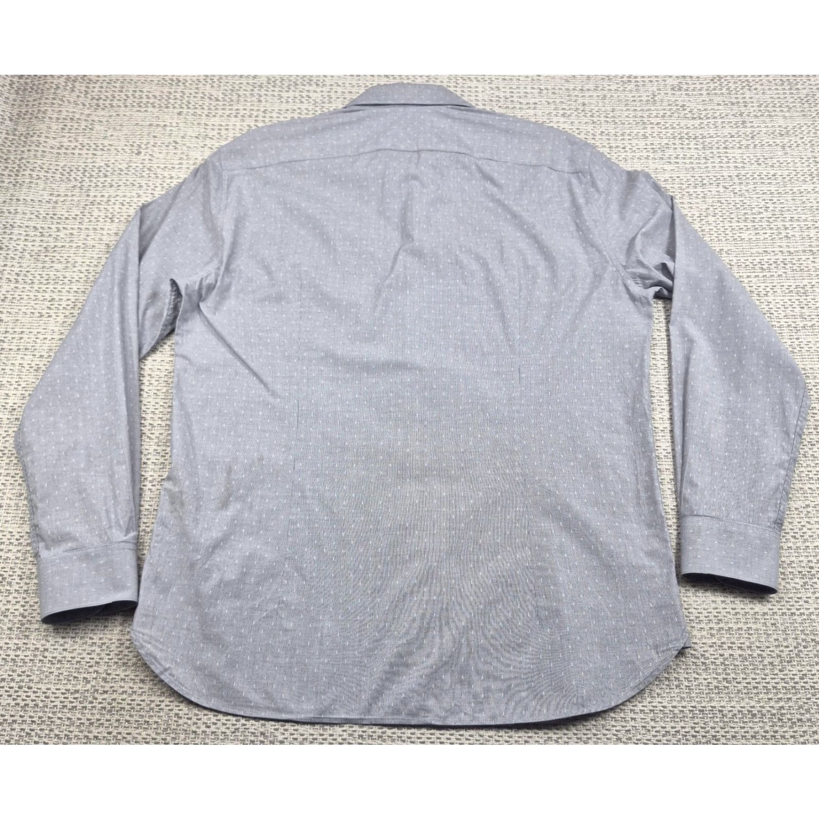 John Varvatos John Varvatos Button Up Shirt Mens 15.5 32/33 Gray Modern Fit Stretch Dress Shirt Geometric Pattern Classic Modern USA Men Size 42R - 6 Thumbnail
