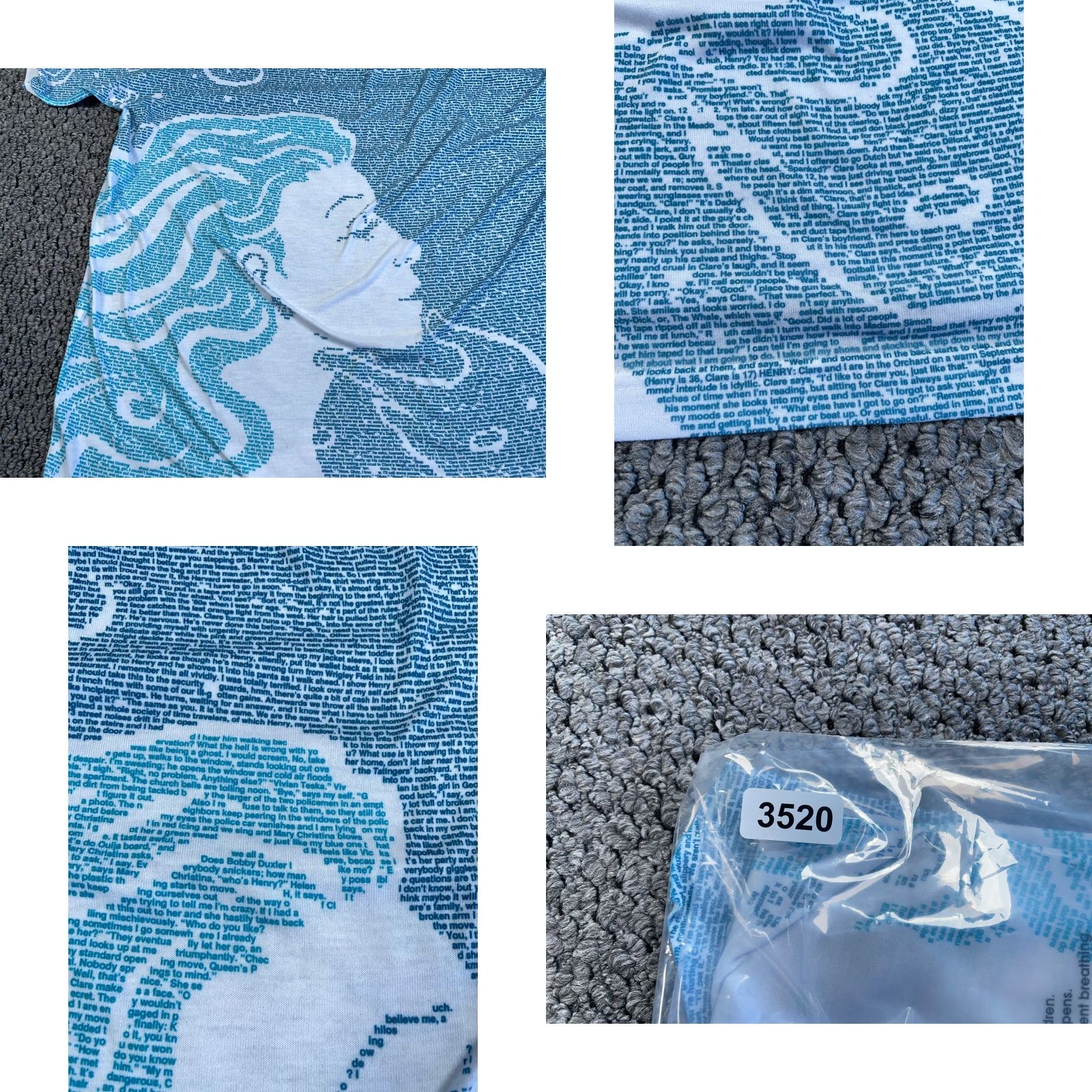 Vintage Litographs Time Traveler's Wife T-Shirt Adult XL White Blue AOP Graphic Books Shirt Mens Size US XL / EU 56 / 4 - 8 Thumbnail