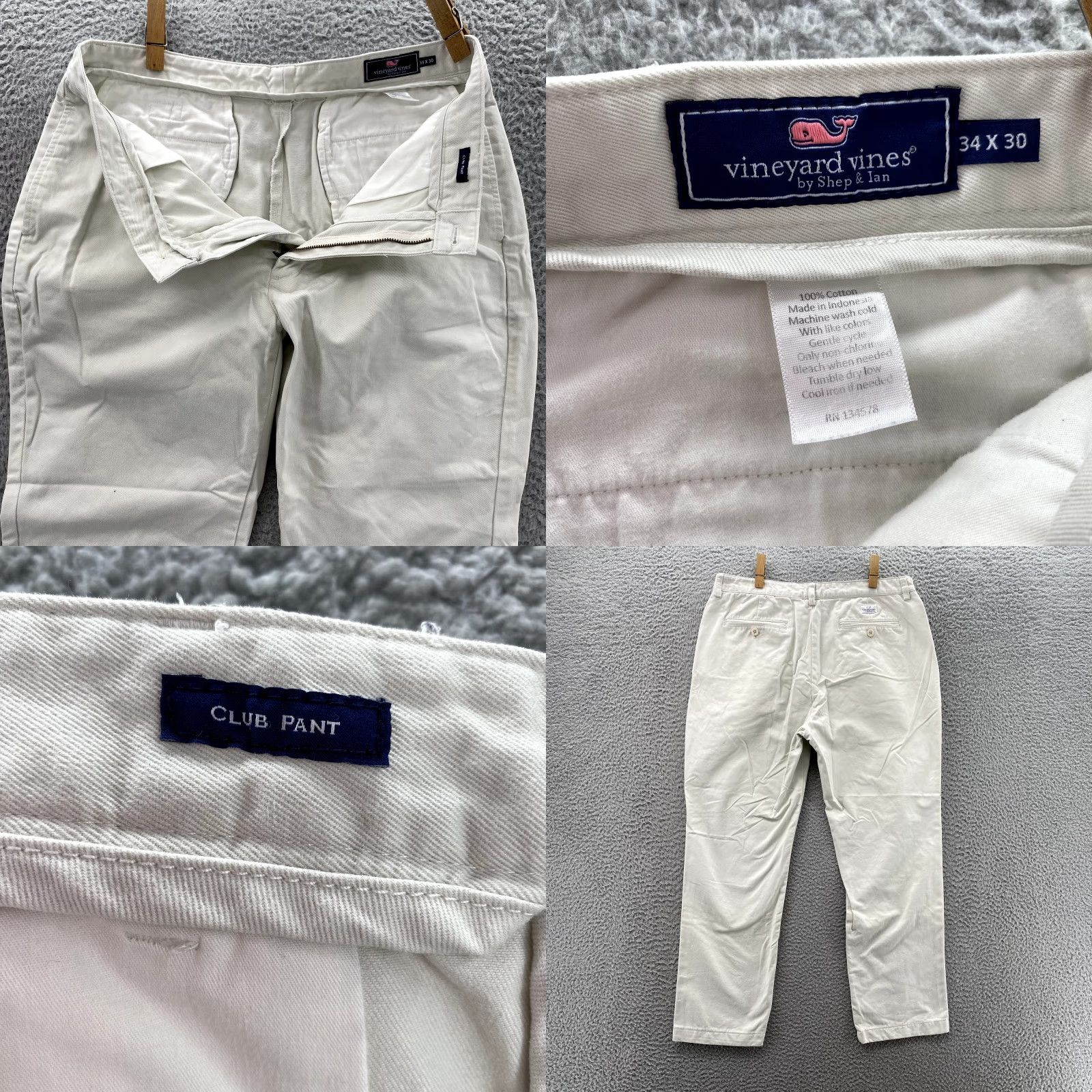 Vineyard Vines Vineyard Vines Club Pant Mens 34x27 Ivory Chino Flat Front Khaki Classic Preppy Size US 34 / EU 50 - 8 Thumbnail