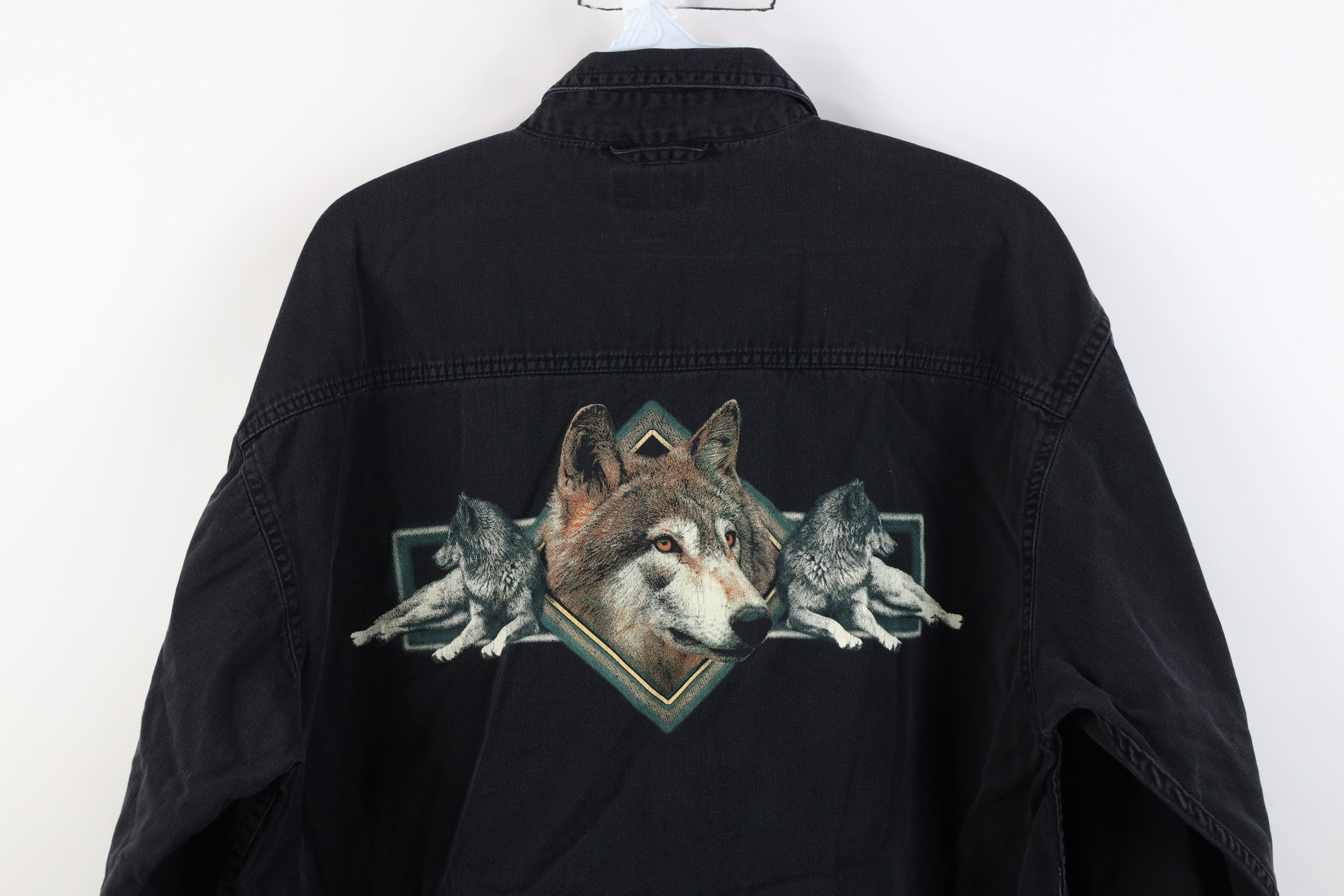 Vintage Vintage 90s Streetwear Nature Wolf Twill Button Down Shirt Size US M / EU 48-50 / 2 - 14 Thumbnail
