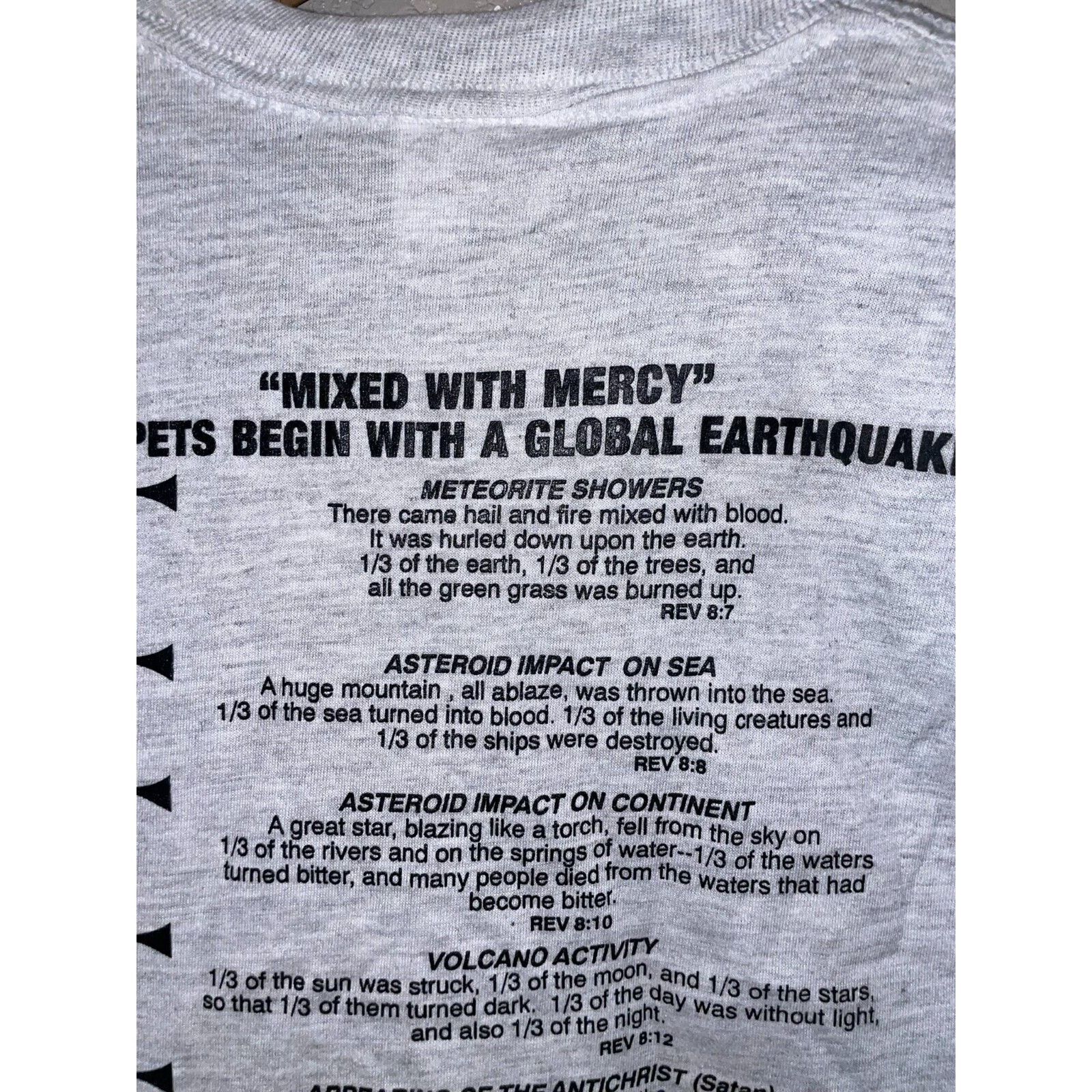 Jerzees Vintage Revelations Shirt Mixed Mercy Jesus Bible Tee 90s Size US L / EU 52-54 / 3 - 6 Thumbnail