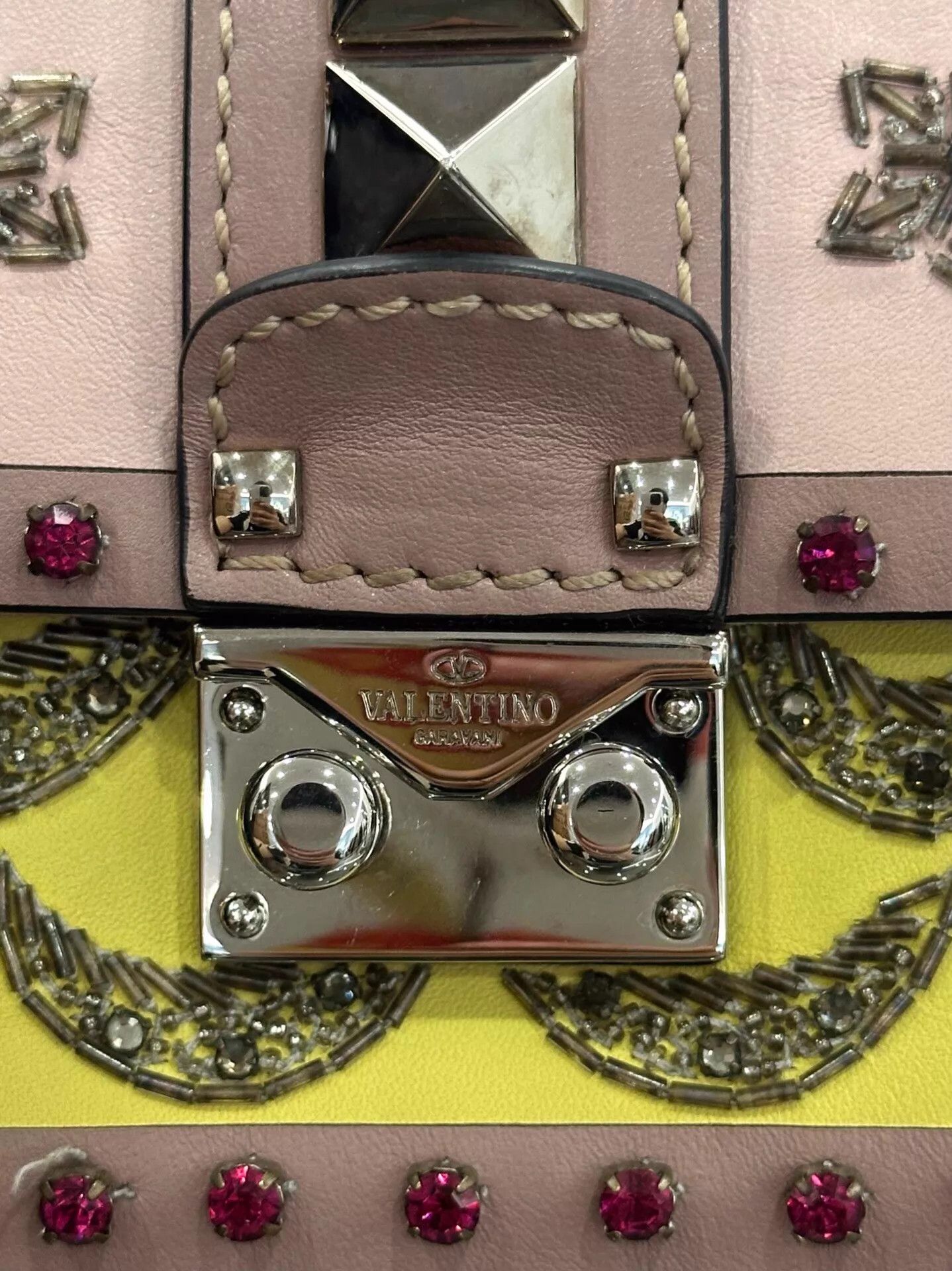 Valentino VALENTINO colorblock rivet-crystal logo chain bag 22cm Size ONE SIZE - 4 Thumbnail