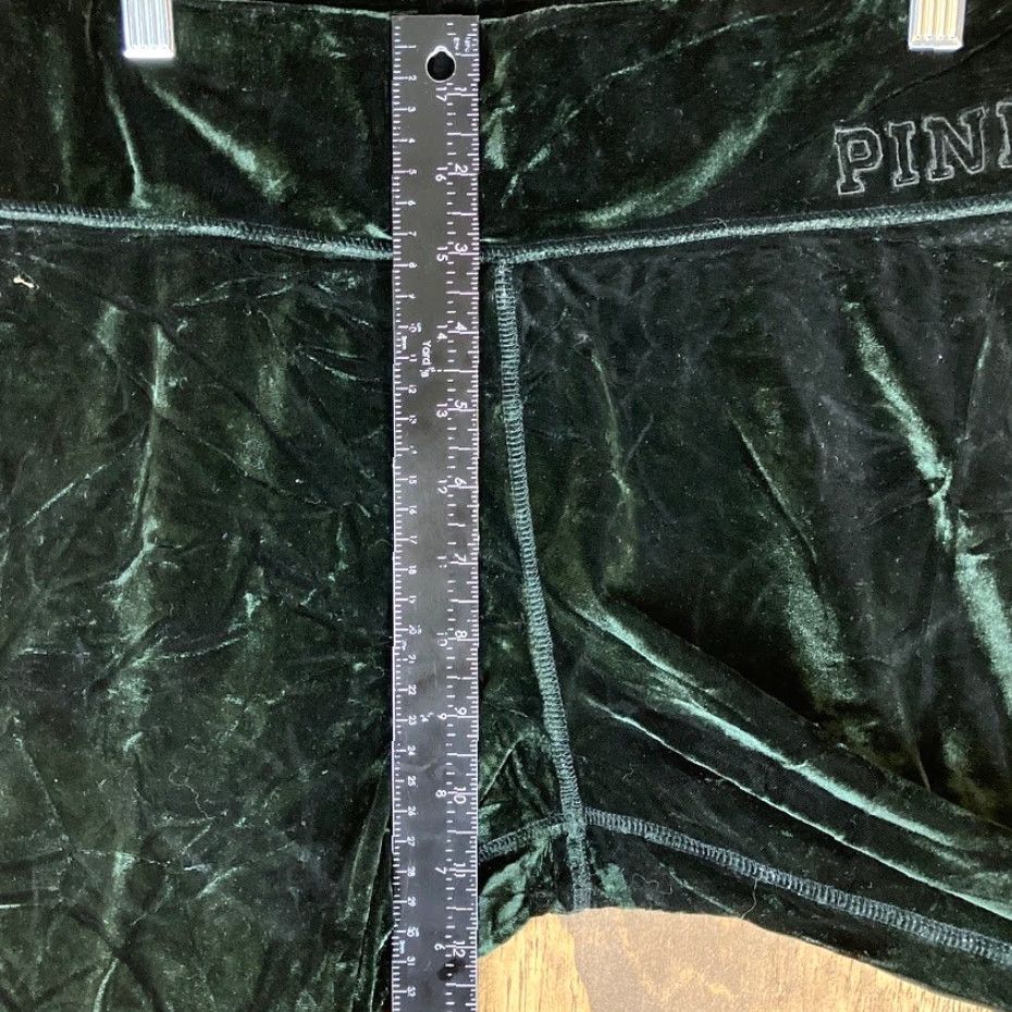 Vintage Victoria Secret PINK Pants Womens Large Green Velvet Leggings Stretch Pull On Size 29" - 7 Thumbnail