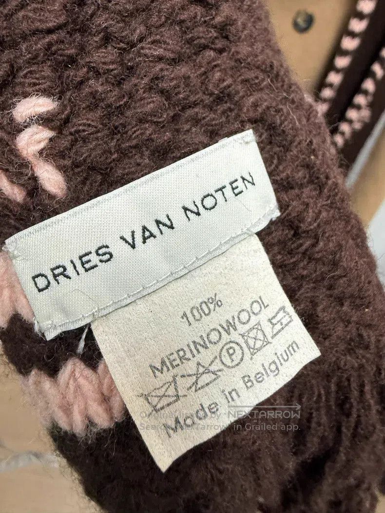 Dries Van Noten Dries Van Noten Knit Wool Scarf with Fringe in Pink Brown Size ONE SIZE - 4 Thumbnail