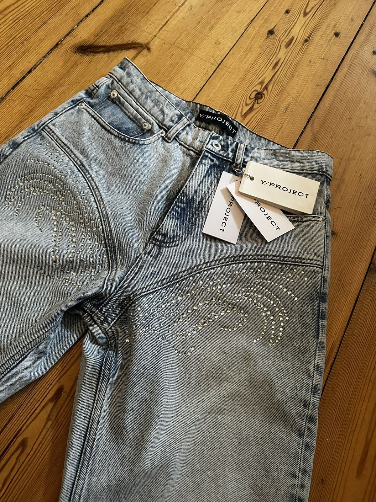 Y/Project SSENSE Exclusive Blue Crystal Jeans Size US 28 / EU 44 - 2 Thumbnail