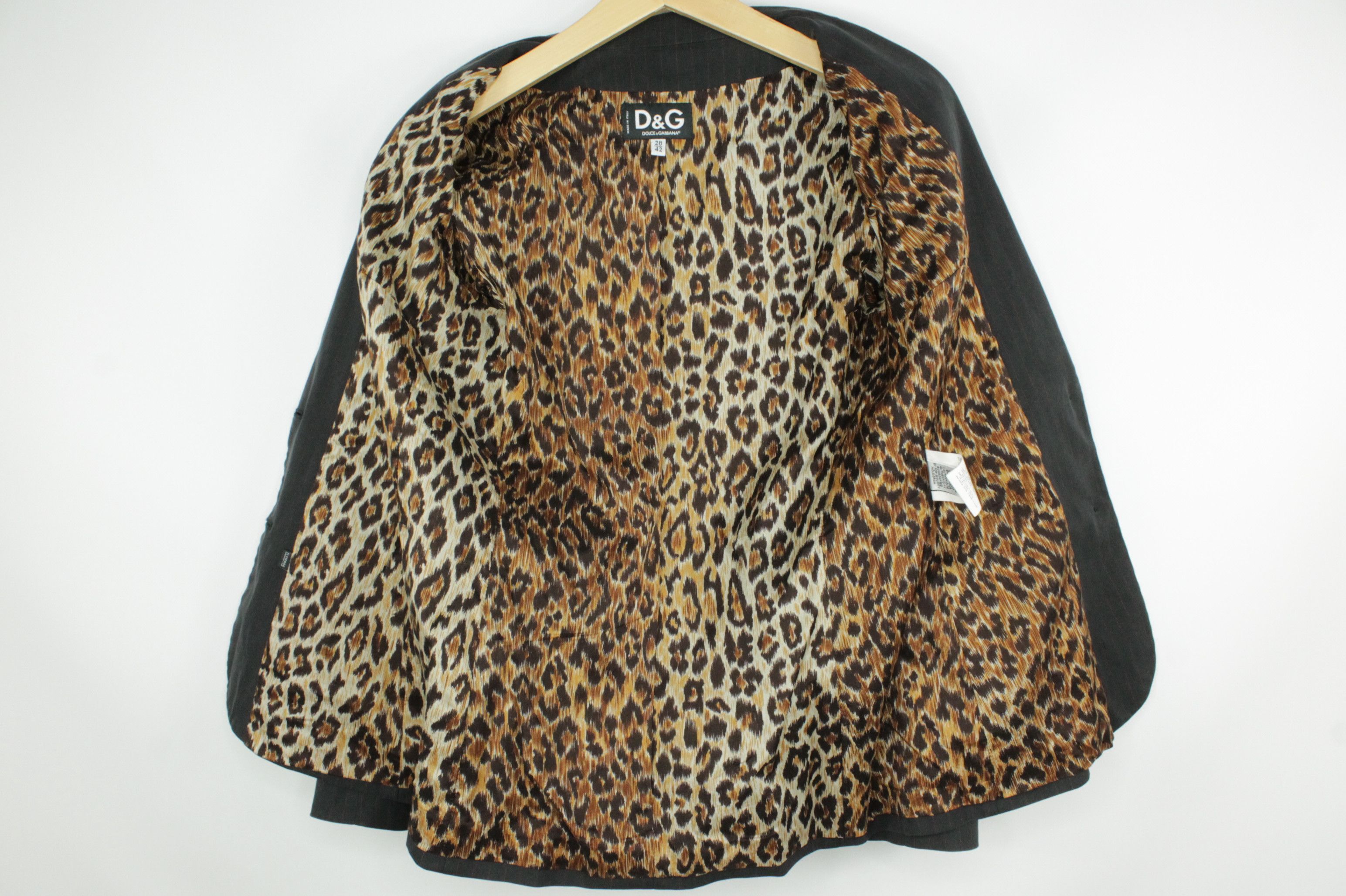 Dolce & Gabbana Dolce & Gabbana Slim Fit Pinstripe Blazer Leopard Lining Size M / US 6-8 / IT 42-44 - 9 Thumbnail