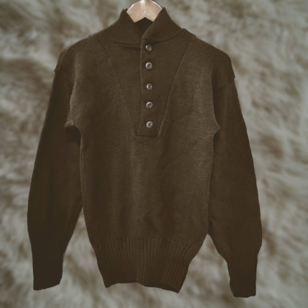 Vintage VINTAGE Jack Young Associates Sweater Henley Shirt Mens Small Green Wool Long Sleeve Button Knit High Neck Casual Size US S / EU 44-46 / 1 - 1 Thumbnail