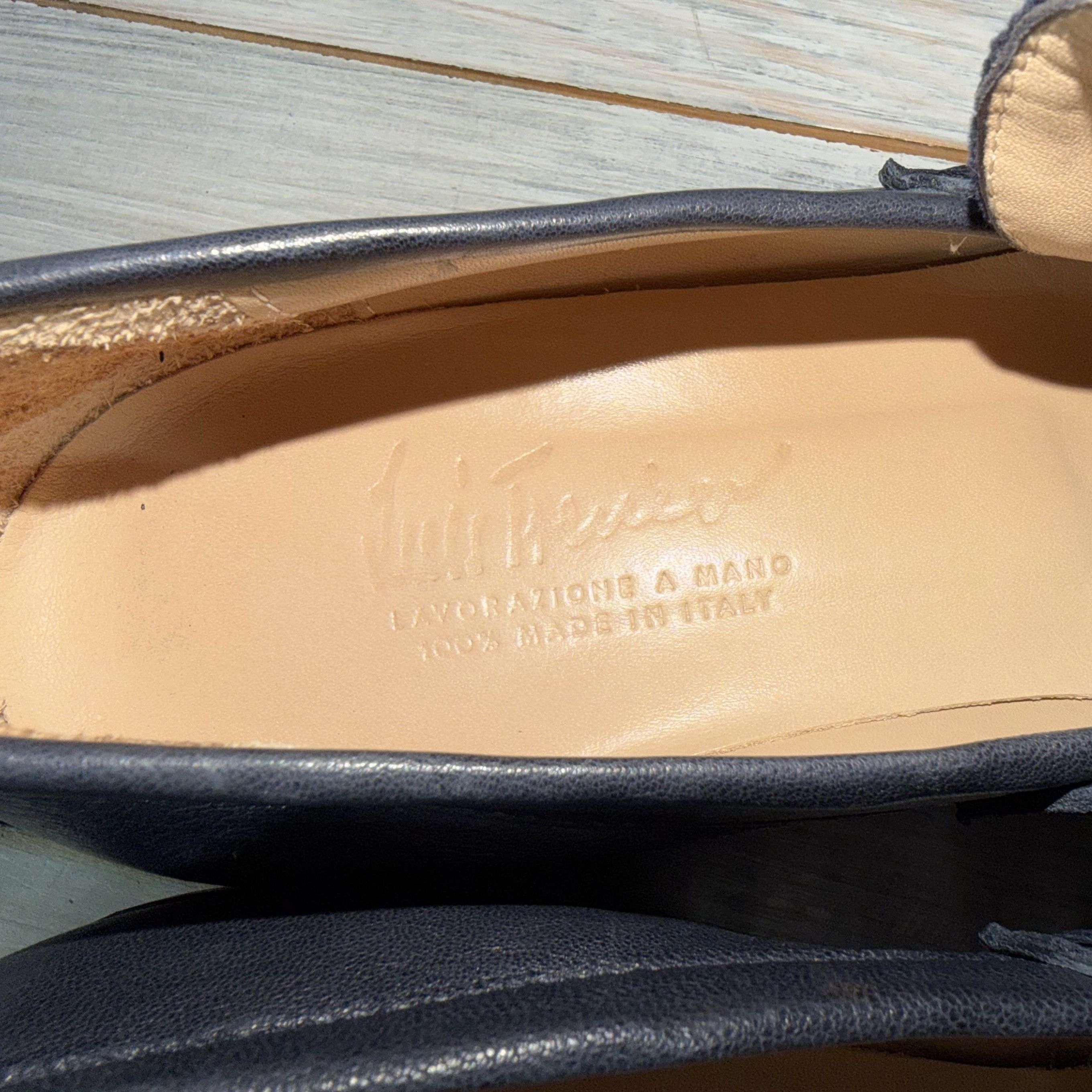 Other LUIS TRENKER Loafers Shoes Navy Made In Italy Luxury Brand Size US 8 / IT 38 - 24 Thumbnail