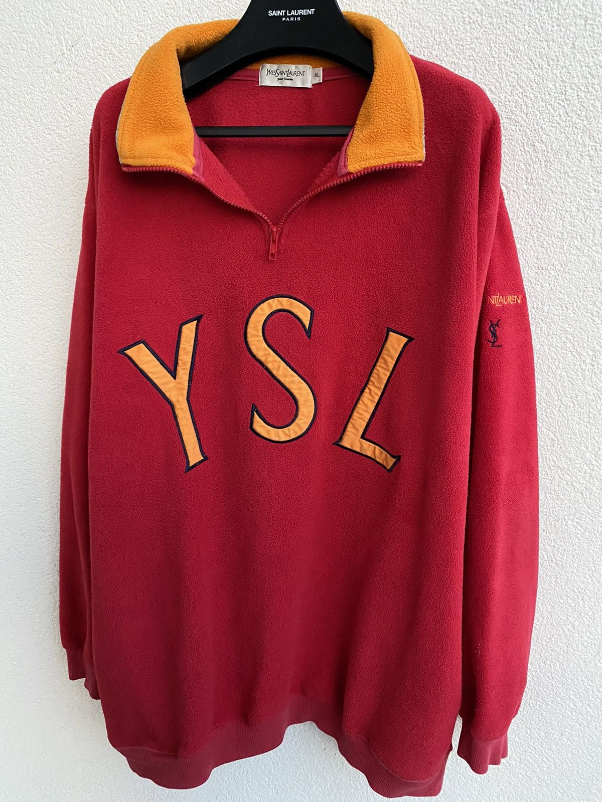 Fleece YSL Sweatshirt 1/4 Zip Big Logo YSL Sweater Drake