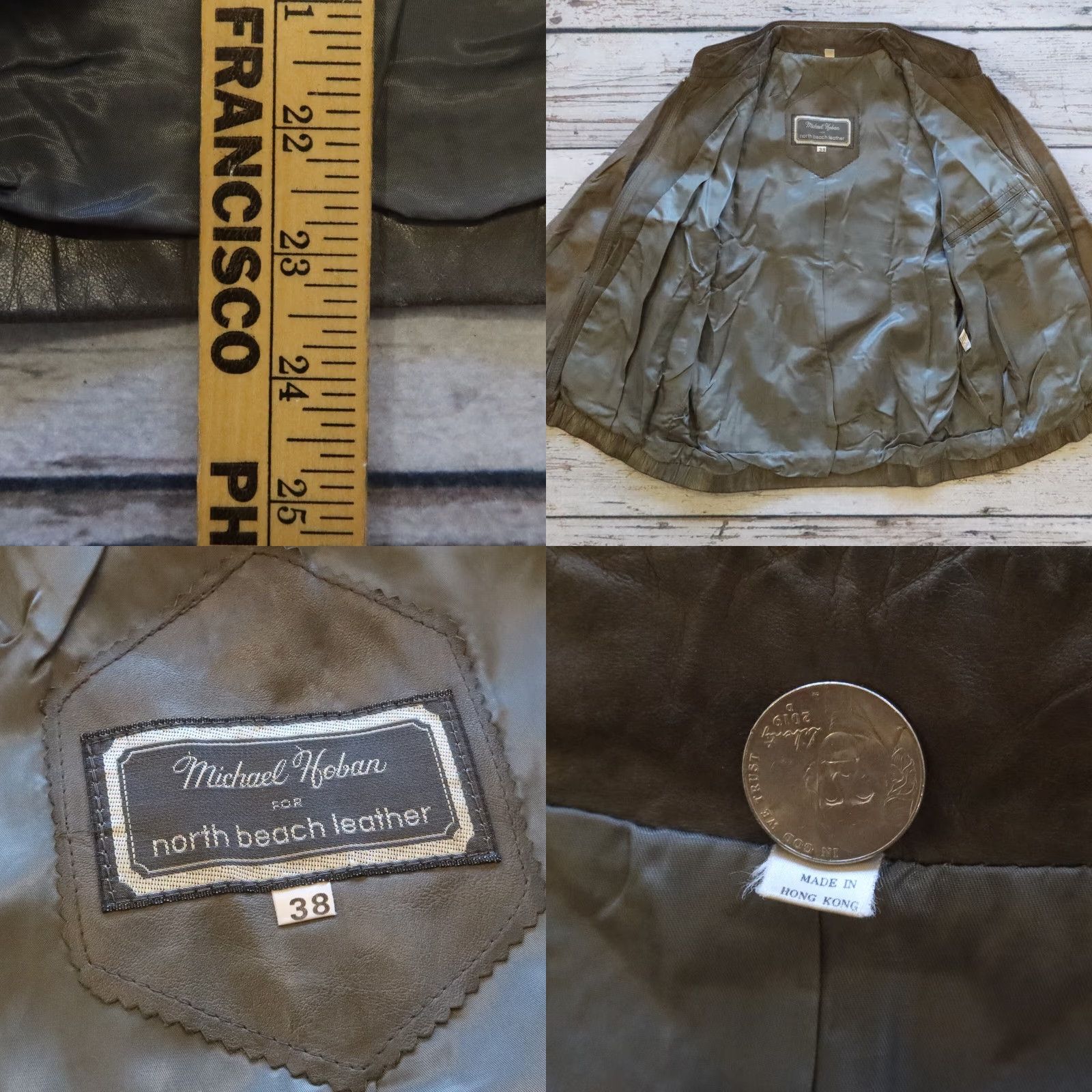 Vintage VINTAGE Michael Hoban North Beach Leather Jacket Gray 70s Motorcycle Jacket Mens Size 38 Size US XXS / EU 40 - 8 Thumbnail