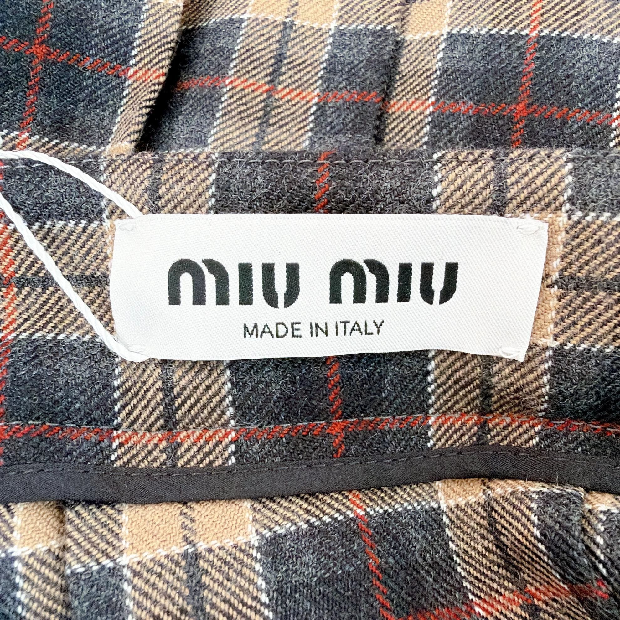 Miu Miu MIU MIU women's color blocked plaid short skirt 38 Size 26" / US 2 / IT 38 - 7 Thumbnail