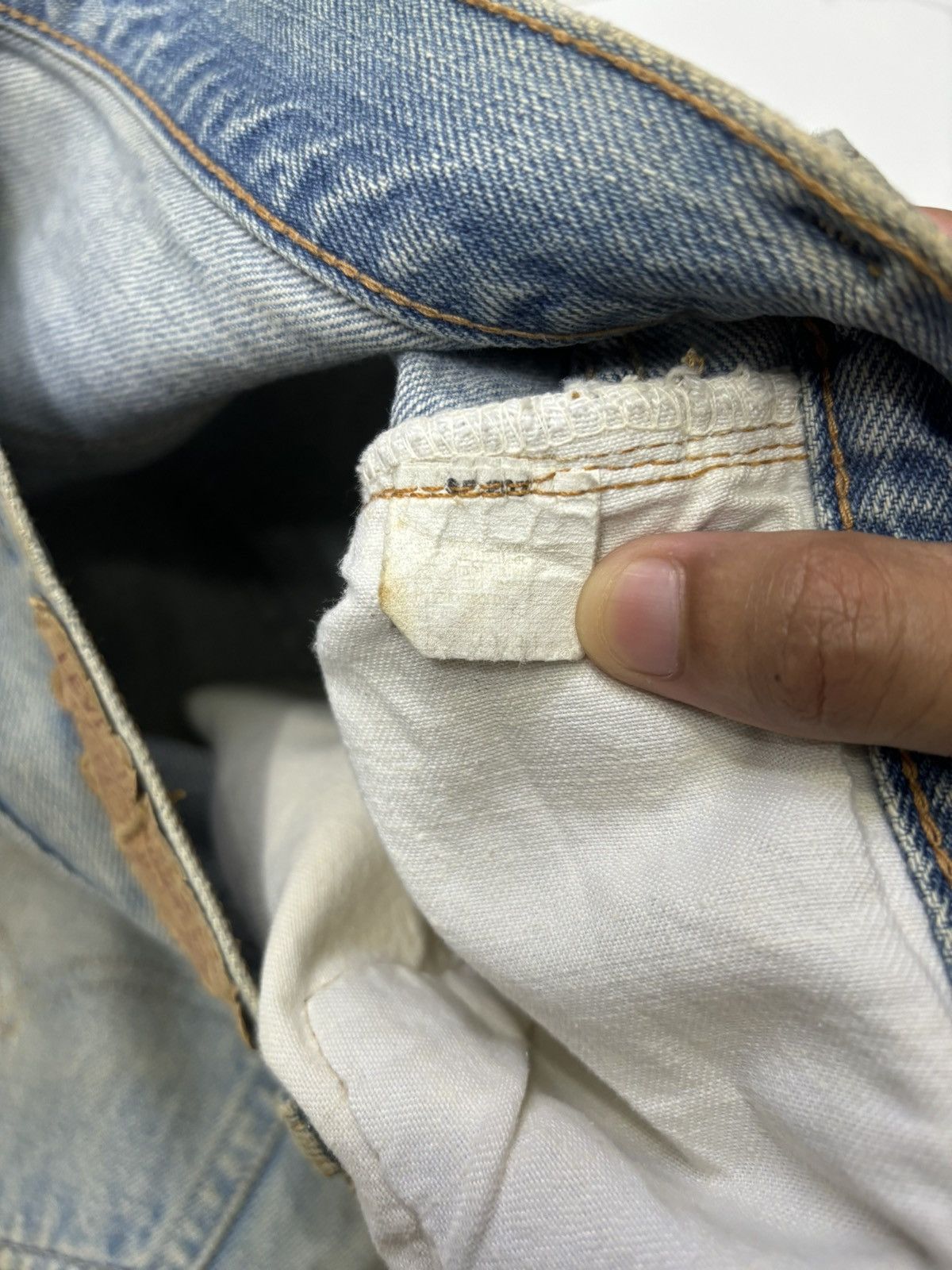 Levi's × Vintage GRAIL🔥Levis 501 Button 6 Selvedge Distressed Cut Denim Jean Size US 38 / EU 54 - 11 Thumbnail