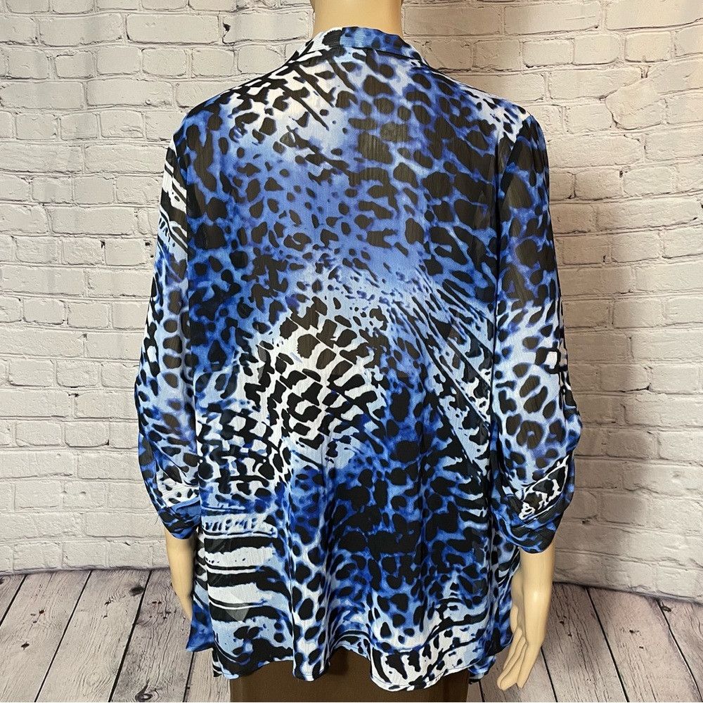 Other New Susan Graver Blue Open Front Blouse Cardigan Size M Size M / US 6-8 / IT 42-44 - 4 Thumbnail