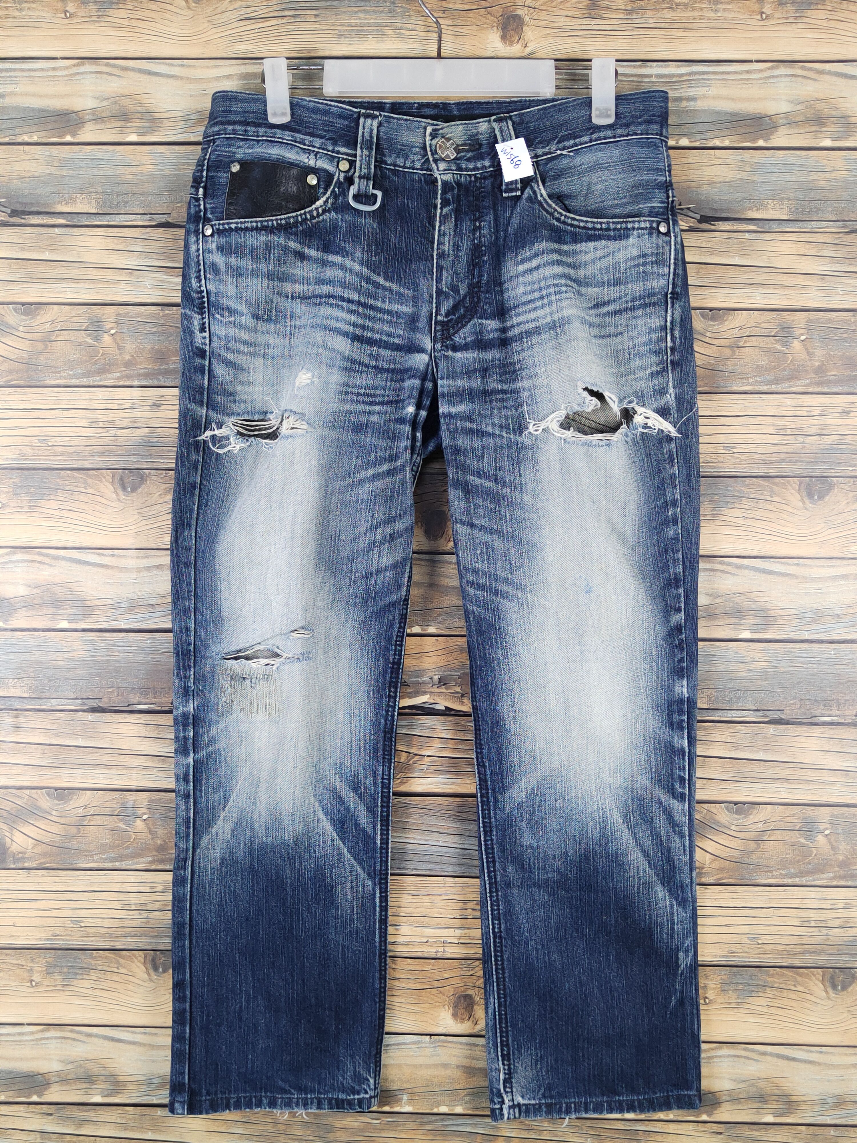 Edwin Edwin Dark Blue Distressed Ripped Jeans #W1568 Size US 30 / EU 46 - 1 Thumbnail