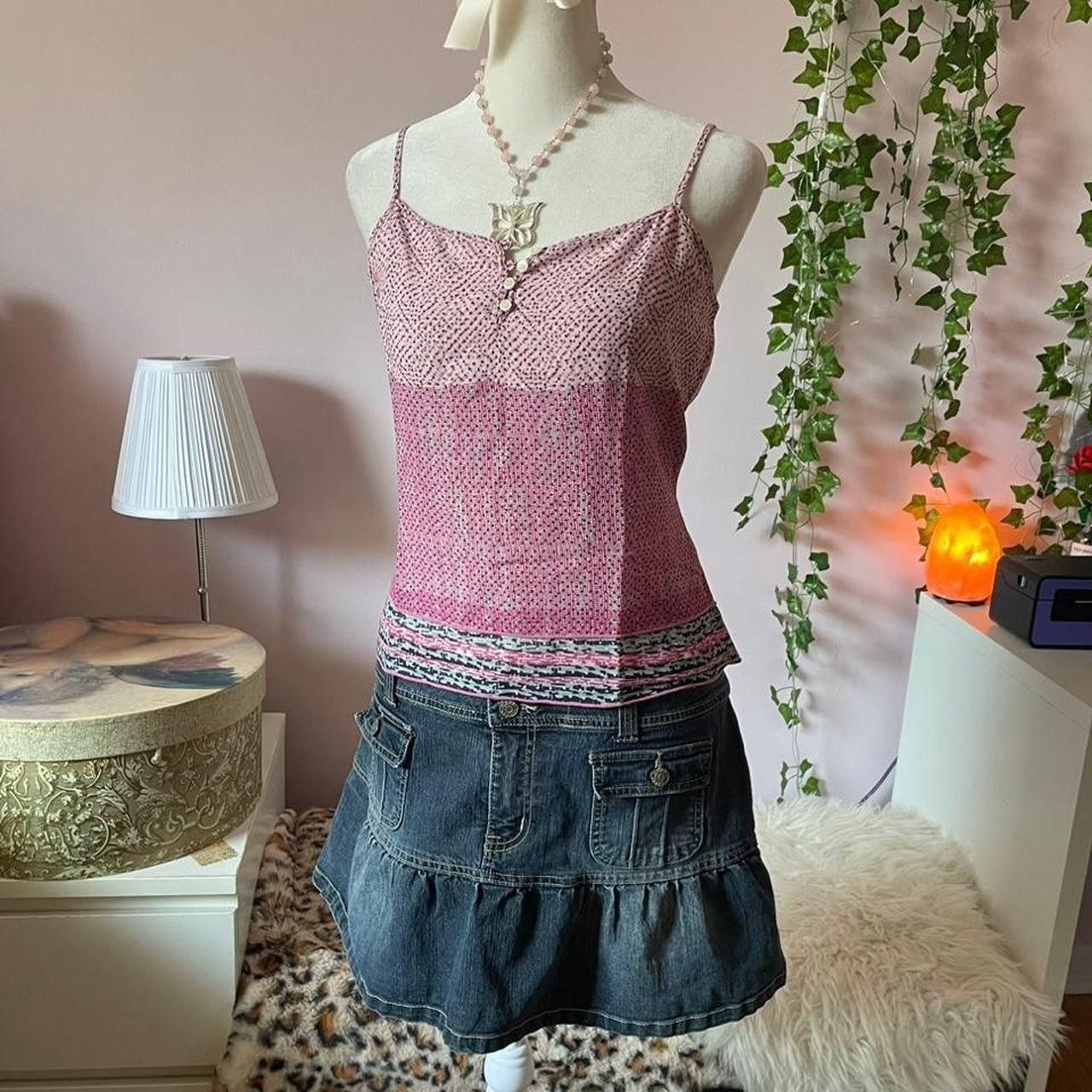 American Eagle Outfitters 2000s American Eagle pink printed tank top Size M / US 6-8 / IT 42-44 - 2 Thumbnail
