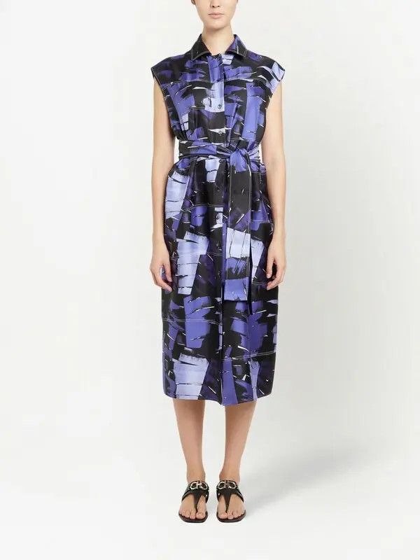 Salvatore Ferragamo o1y0326 Midi Dress in Multicolor Size S / US 4 / IT 40 - 4 Thumbnail