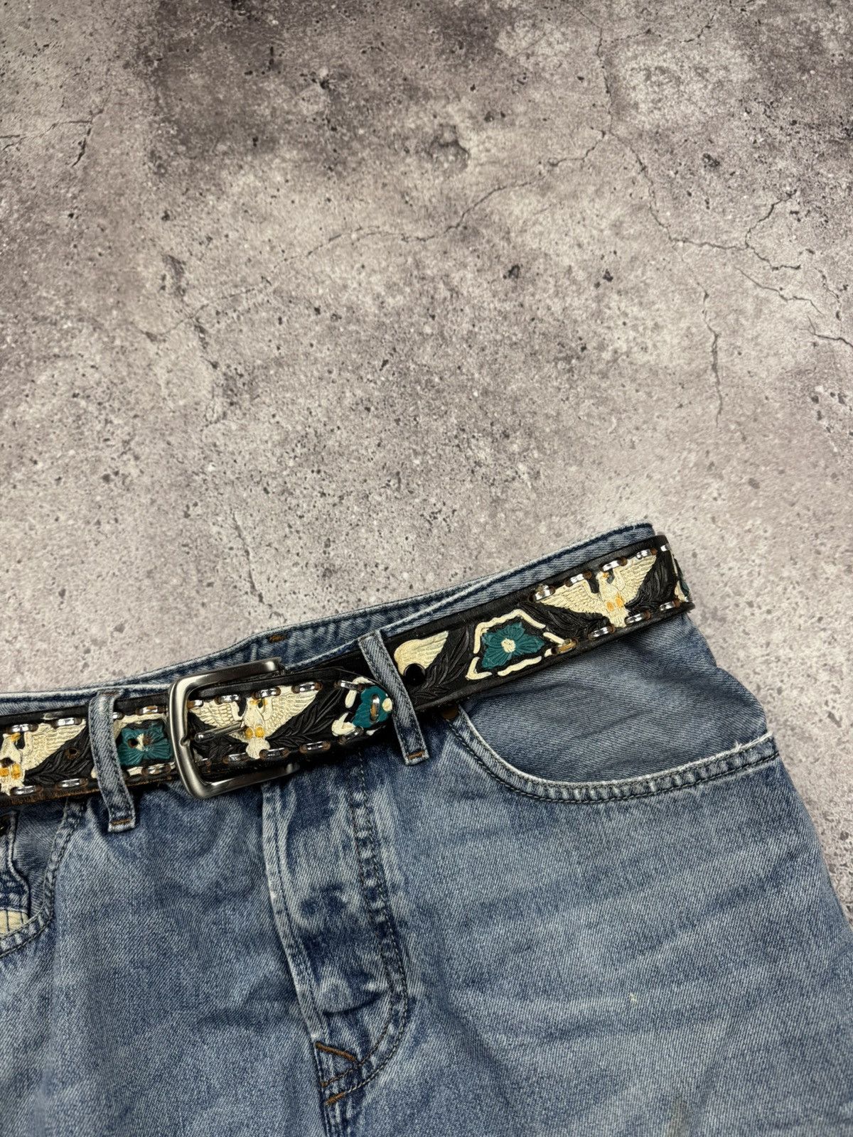 Japanese Brand 00’s NUMBER NINE STYLE EAGLE LEATHER RARE Y2K BELT VINTAGE Size ONE SIZE - 3 Thumbnail