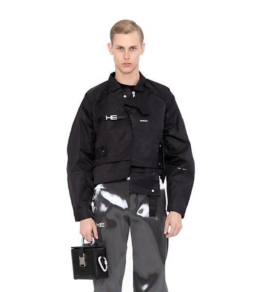 Heliot Emil SS20 'TORQUED ELLIPSE' BULLFIGHTER BLACK TECHNICAL JACKET Size US L / EU 52-54 / 3 - 13 Thumbnail