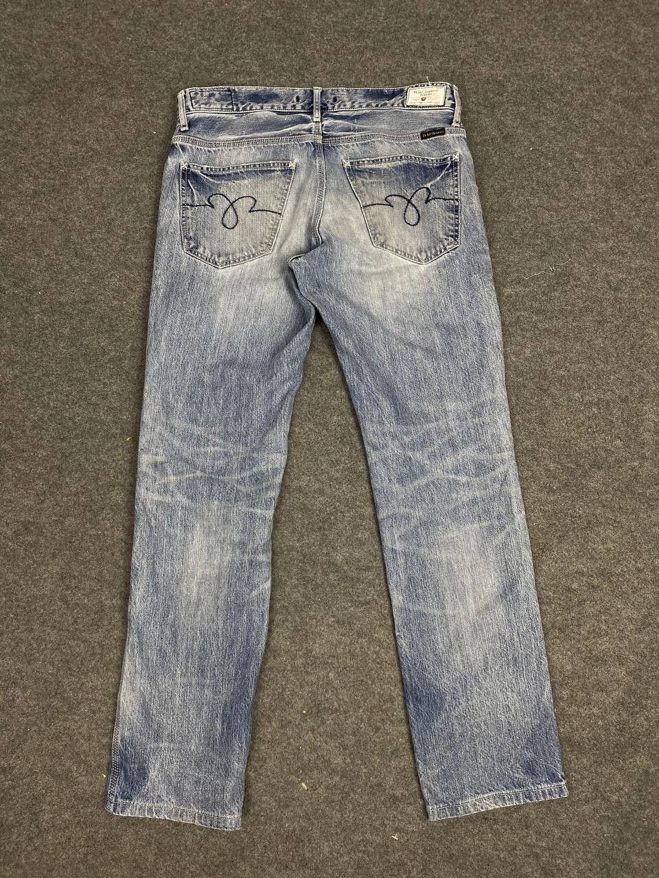 Japanese Brand blue way triple stitch nice faded distressed denim Size US 34 / EU 50 - 2 Thumbnail
