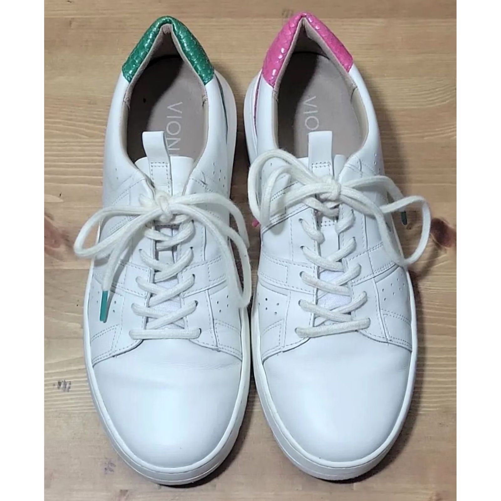 Vionic Vionic Womens Simasa Sneaker Leather Lizard White Pink Green Size 7 Size US 7 / IT 37 - 6 Thumbnail