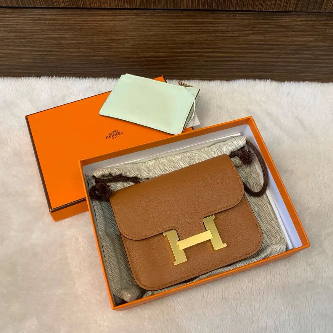 Hermes Hermes Constance Slim Gold Brown Evercolor cowhide leather Constance bag shoulde Size ONE SIZE - 1 Thumbnail