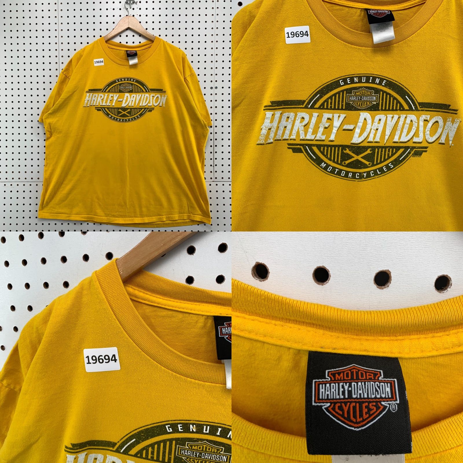 Harley Davidson Harley-Davidson Shirt Mens 2XL Yellow Motorcycle Graphic Print Crew Neck Short Sleeve VINTAGE 90s Men Size US XXL / EU 58 / 5 - 8 Thumbnail