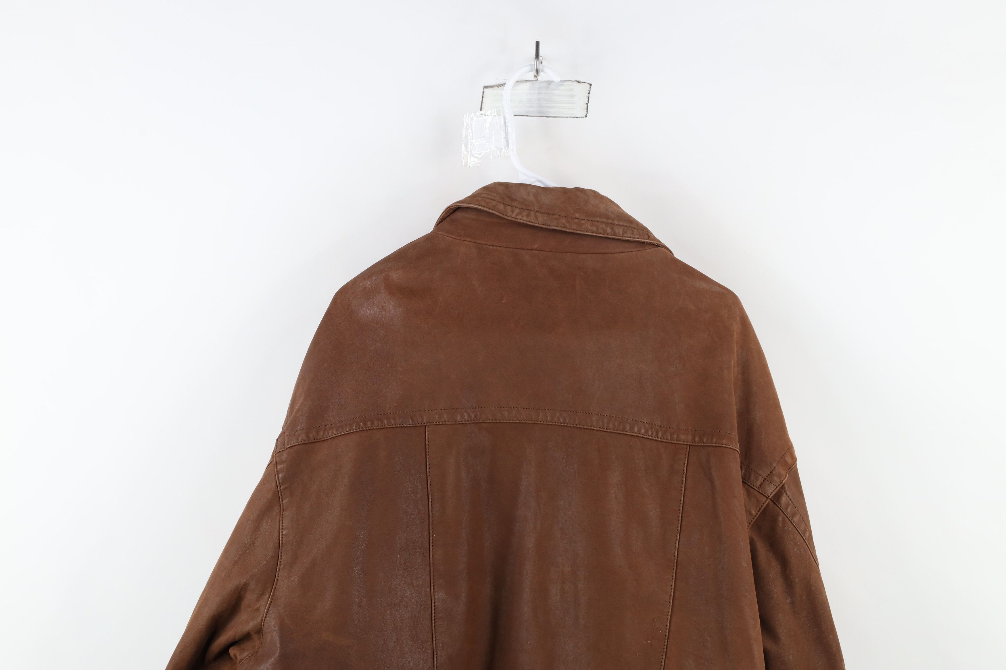 Vintage Vintage 90s Streetwear Quilted Leather Bomber Jacket Brown Size US XXL / EU 58 / 5 - 15 Thumbnail