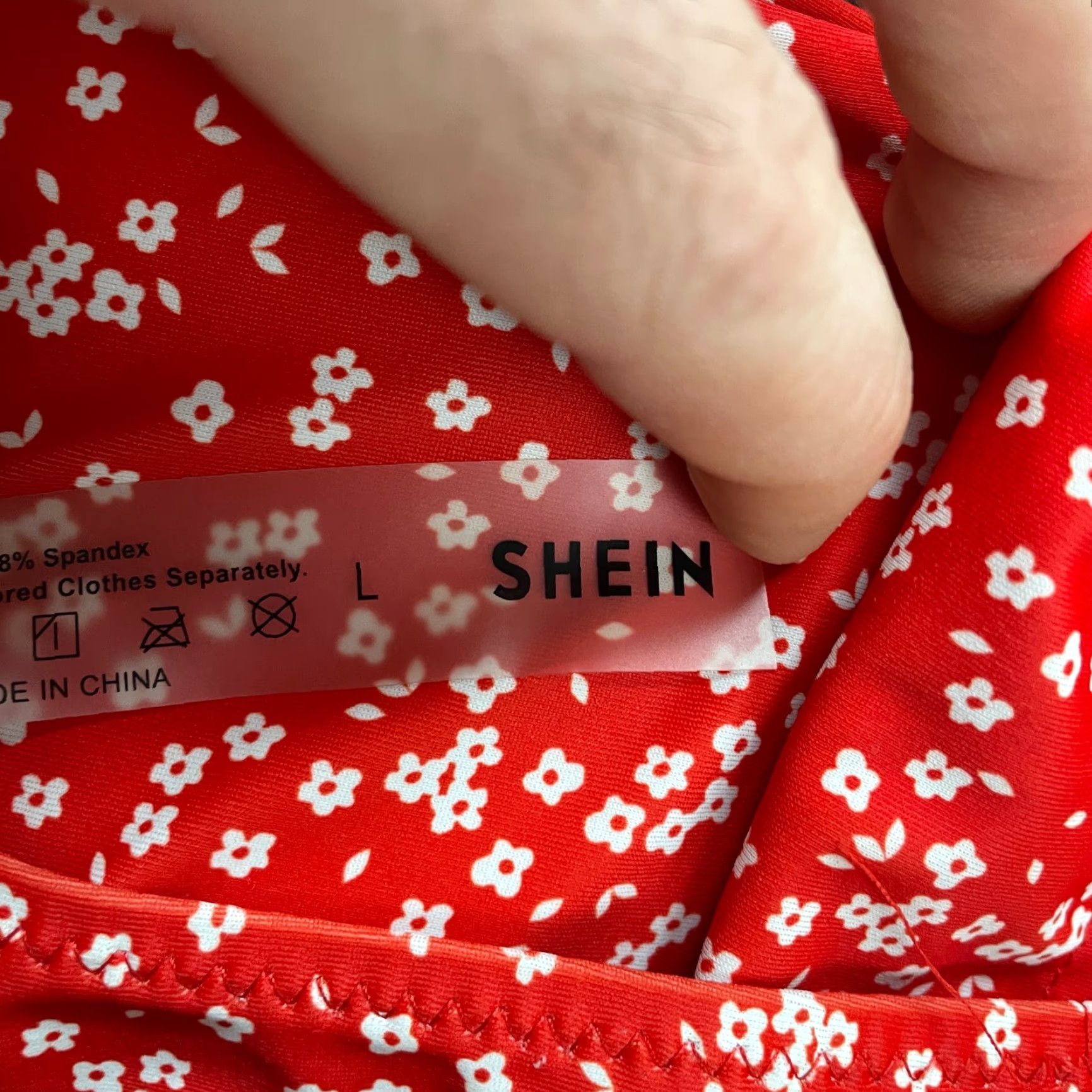 Shein Shein Red Floral Bandeau Bikini Top Large Women Self Tie Spaghetti Strap Beach Swim Top Size L / US 10 / IT 46 - 6 Thumbnail