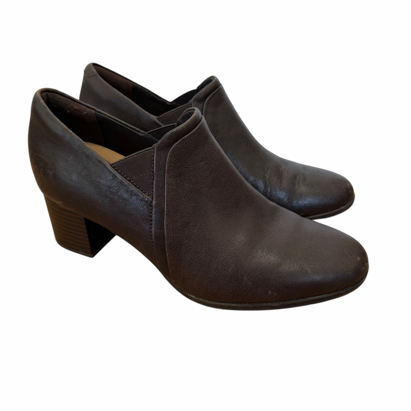 Clarks Clarks Dark Brown Leather Loken Way Heeled Booties Sz 9.5 Size US 9.5 / IT 39.5 - 1 Thumbnail