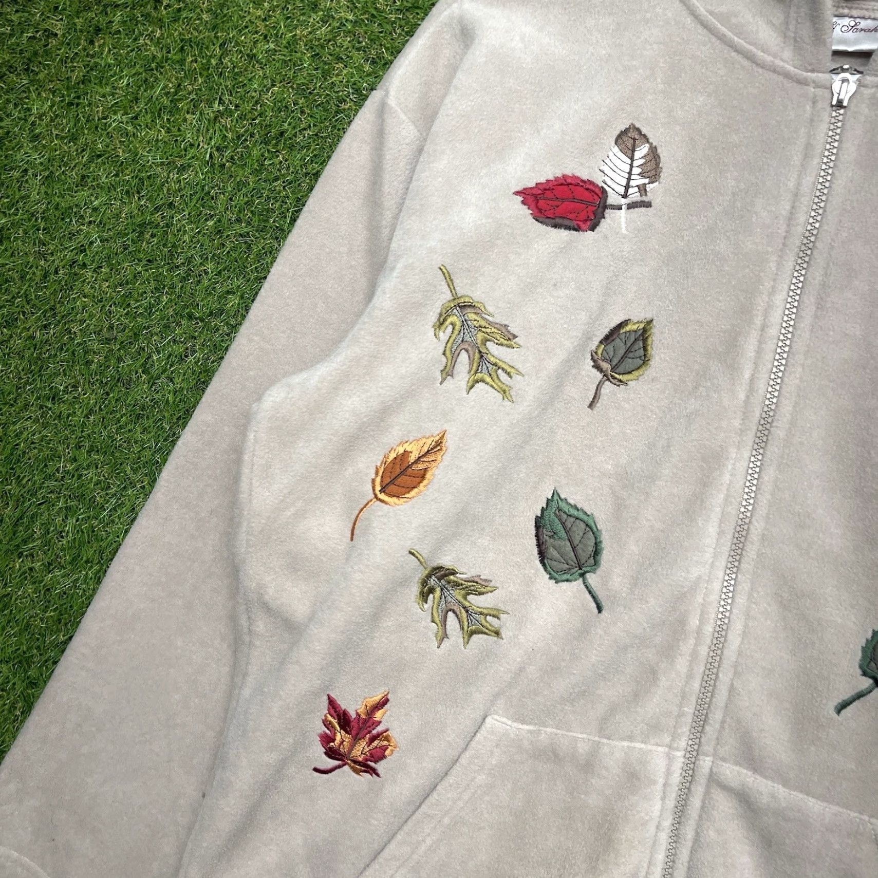 Vintage Nick & Sarah Jacket Womens Large Tan Embroidered Full Zip Up Hooded Mid-Length Floral Fall Bohemian Womens Size L / US 10 / IT 46 - 5 Thumbnail