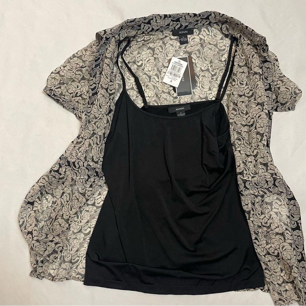 Alfani NWT New Alfani Silk 2 Piece Set Blouse Tank Top Size 4 Size S / US 4 / IT 40 - 6 Thumbnail