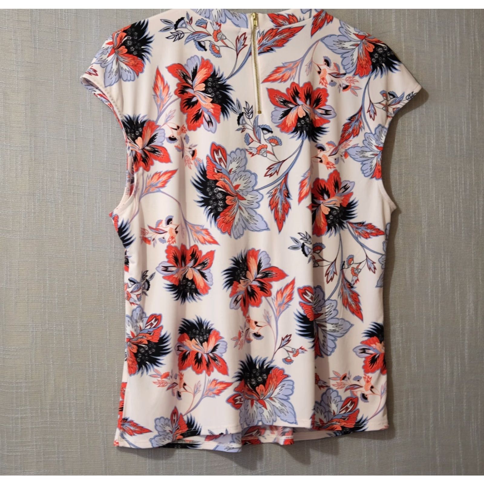 Liz Claiborne Liz Claiborne Career Top Floral Pleated Pink Stretch Womens PXL Sleeveless Shirt Blouse Multicolor Regular Back to Work Womens Size XL / US 12-14 / IT 48-50 - 4 Thumbnail