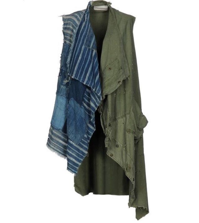 Greg Lauren Greg Lauren Blue dyed military green patchwork vest Size M / US 6-8 / IT 42-44 - 2 Thumbnail