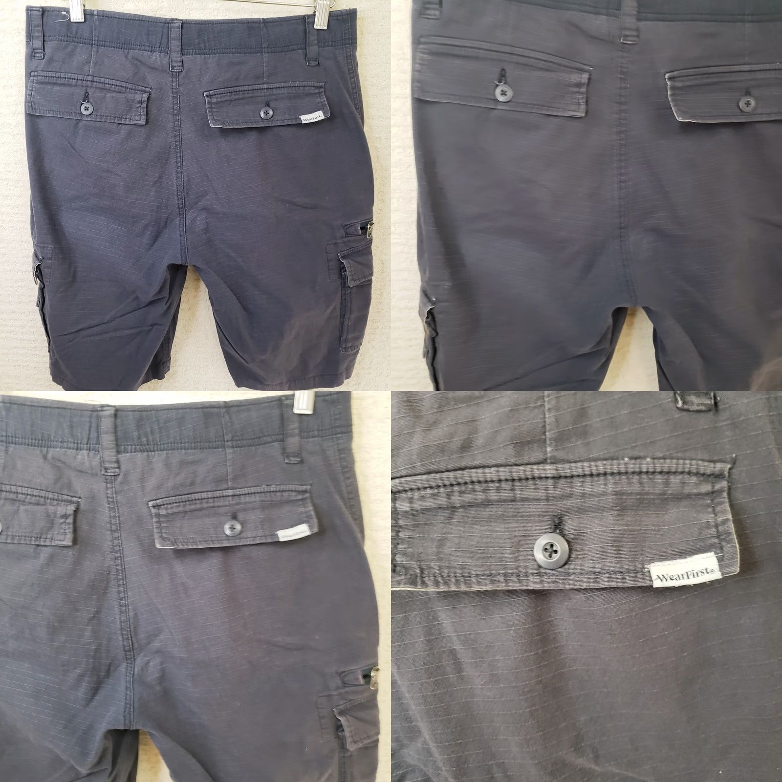 Vintage Wearfirst Mens Cargo Shorts 34 Navy Cotton Stretch Inseam 11" Flat Front Cargo Pocket Casual Spring Summer Regular Mens Size US 34 / EU 50 - 8 Thumbnail