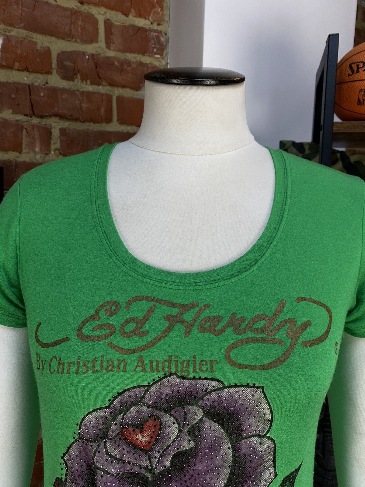 Christian Audigier × Ed Hardy Ed Hardy By Christian Audigier Womens Green T-Shirt Size S / US 4 / IT 40 - 7 Thumbnail