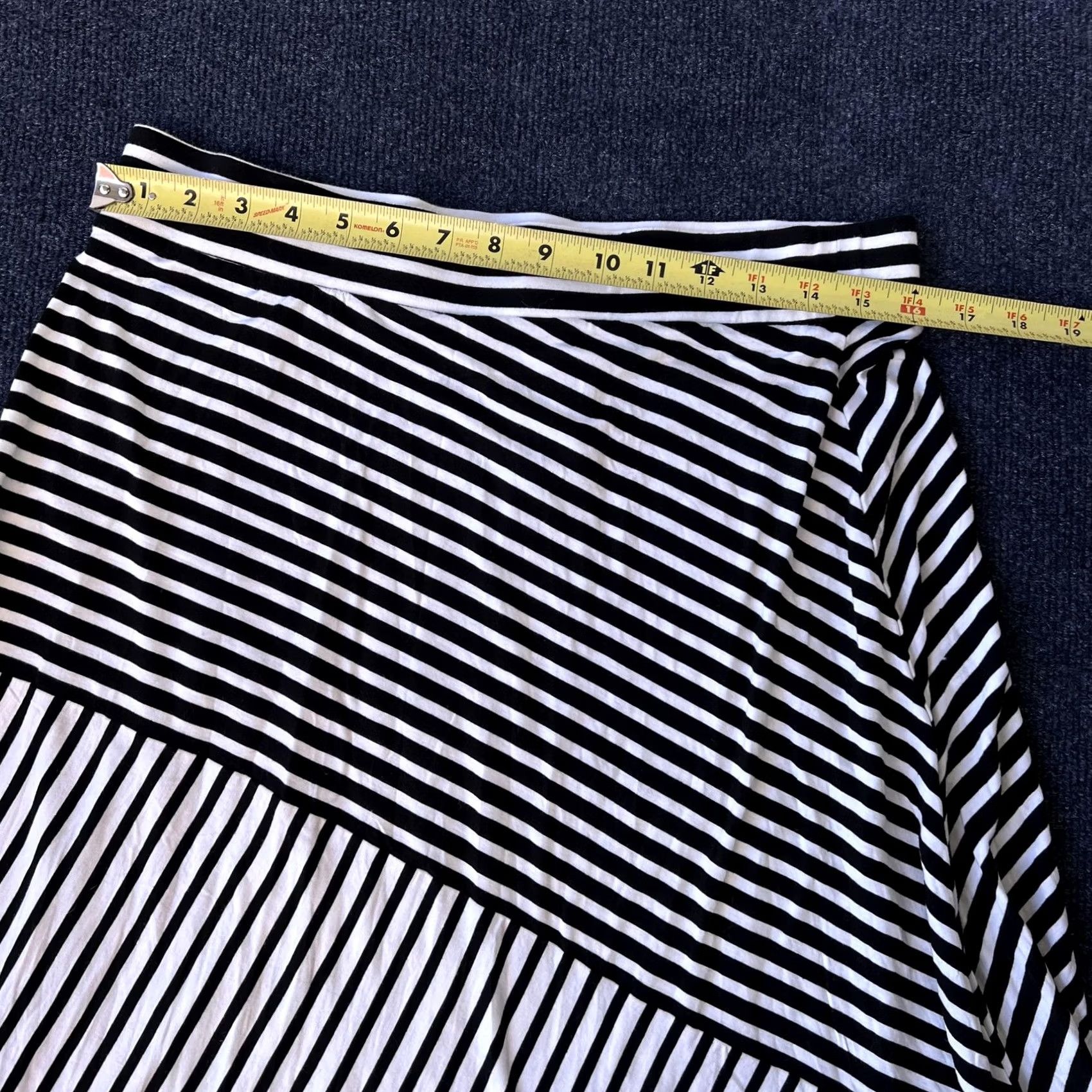 Vintage INC International Concepts Skirt Womens Large Black White Stripe A-Line Midi Size 36" / US 14 / IT 50 - 3 Thumbnail