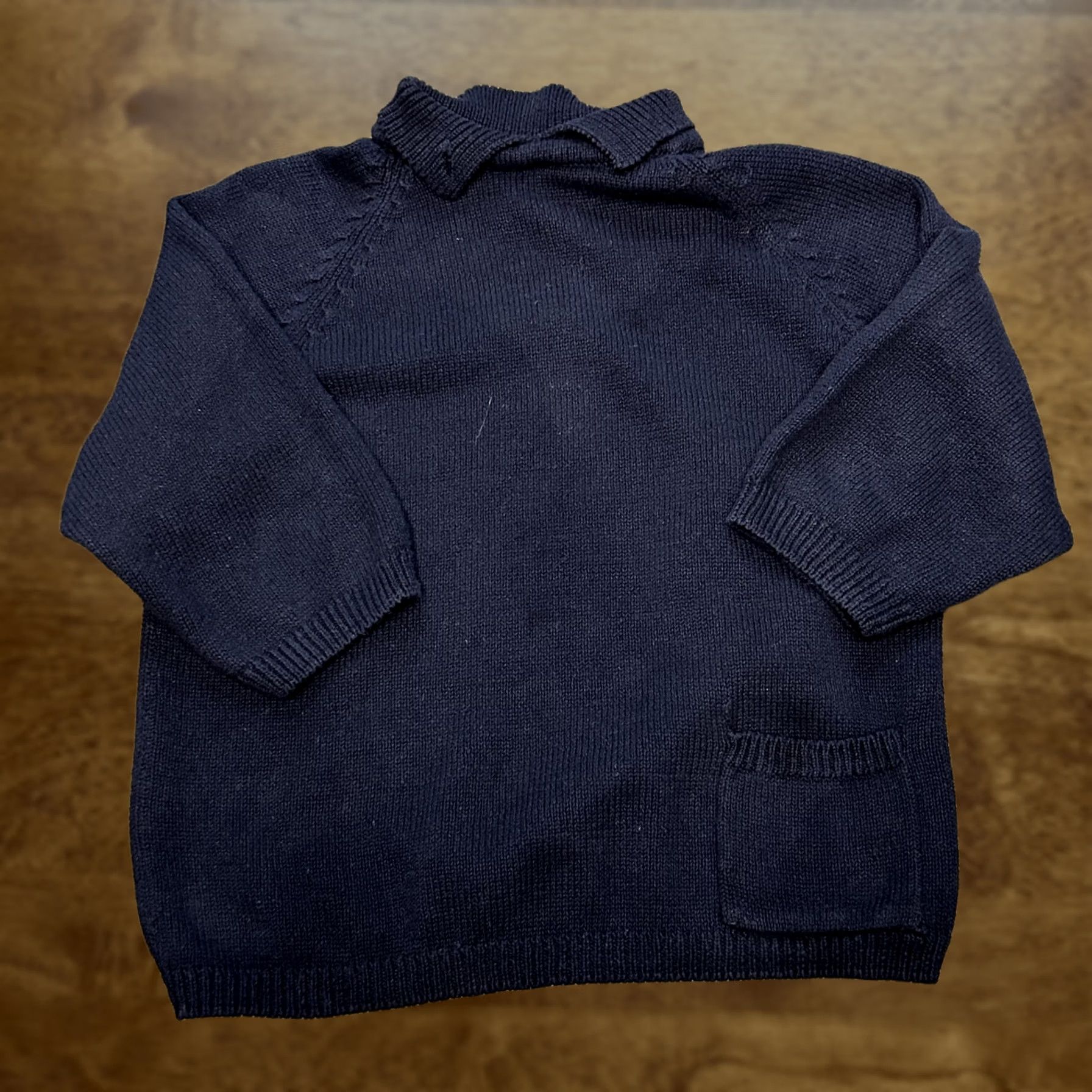 Vintage VINTAGE Cassie West Sweater Womens Large Navy Mock Neck Pocket Ramie Knit Size L / US 10 / IT 46 - 1 Thumbnail