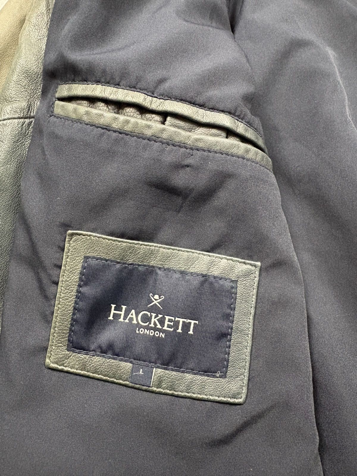 Hackett Hackett London Two-Tone Goat & Lamb Leather Bomber Jacket L Size US L / EU 52-54 / 3 - 16 Thumbnail