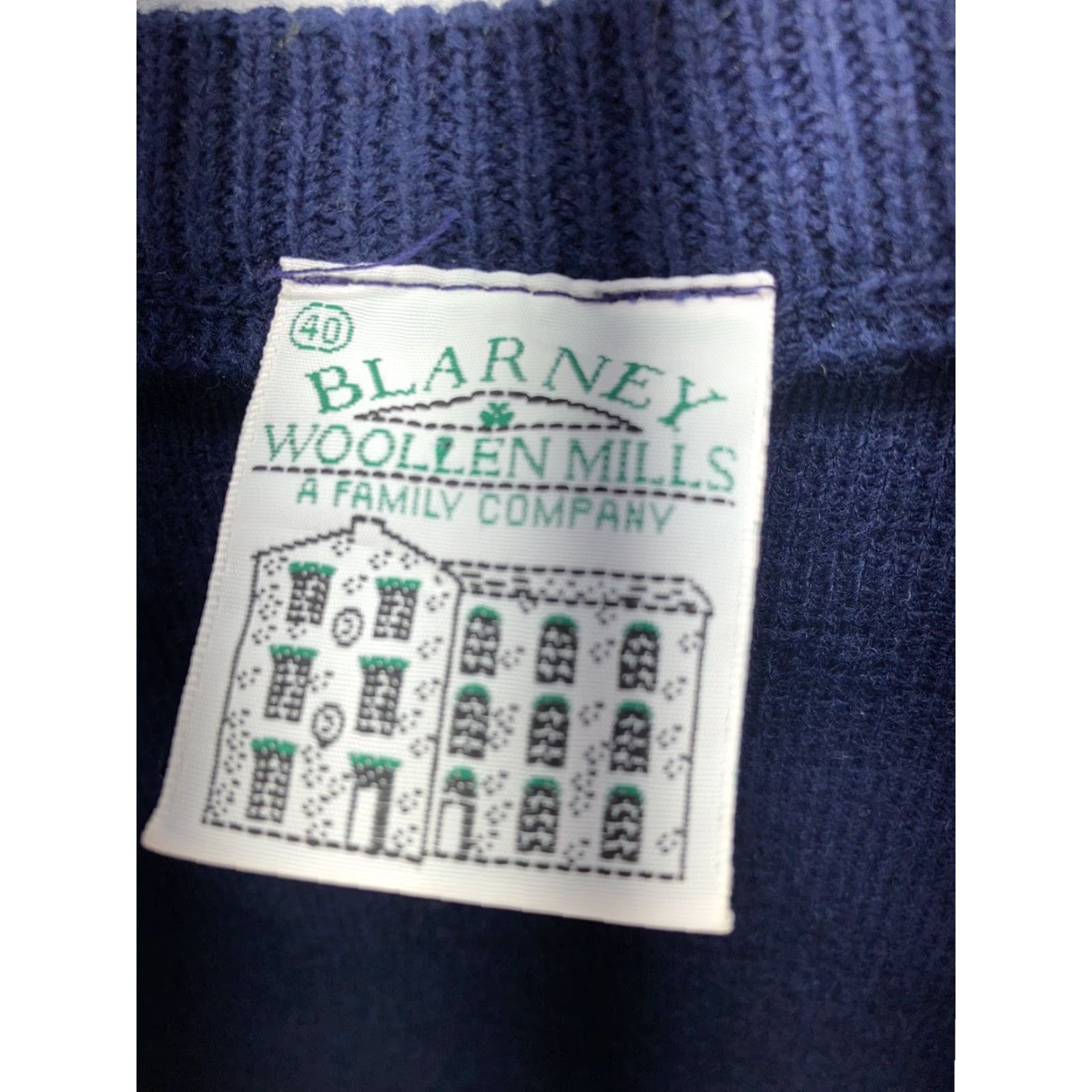 Vintage Blarney Woollen Mills Made Ireland Shamrock Irish Sweater Vest Men Medium Blue Pullover Crew Neck Classic All Seasons St Patrick’s Day Golf Size US M / EU 48-50 / 2 - 3 Thumbnail