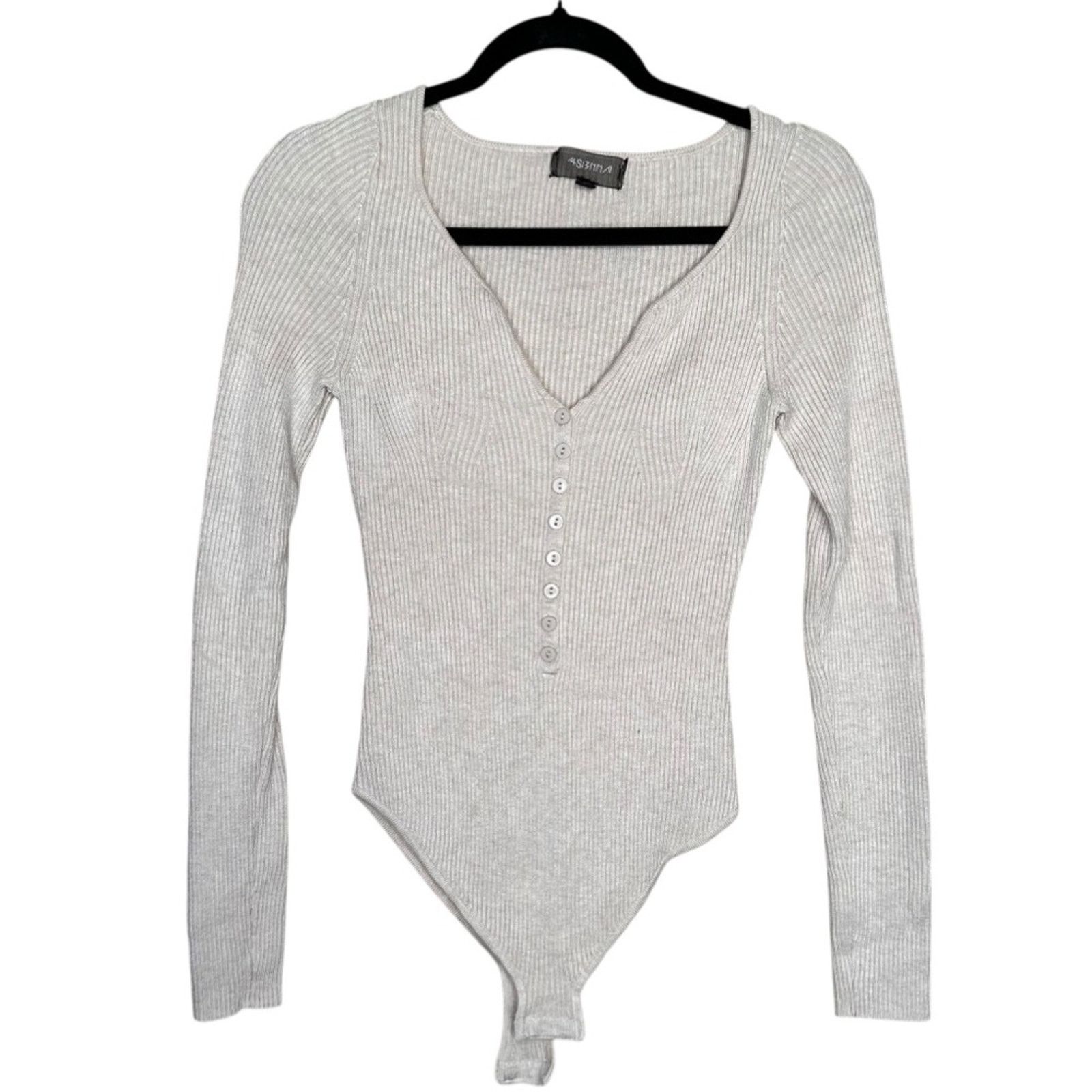 Other 4Sienna Soft Ribbed Deep V-neck Bodysuit Cream Sz Medium Size M / US 6-8 / IT 42-44 - 1 Thumbnail