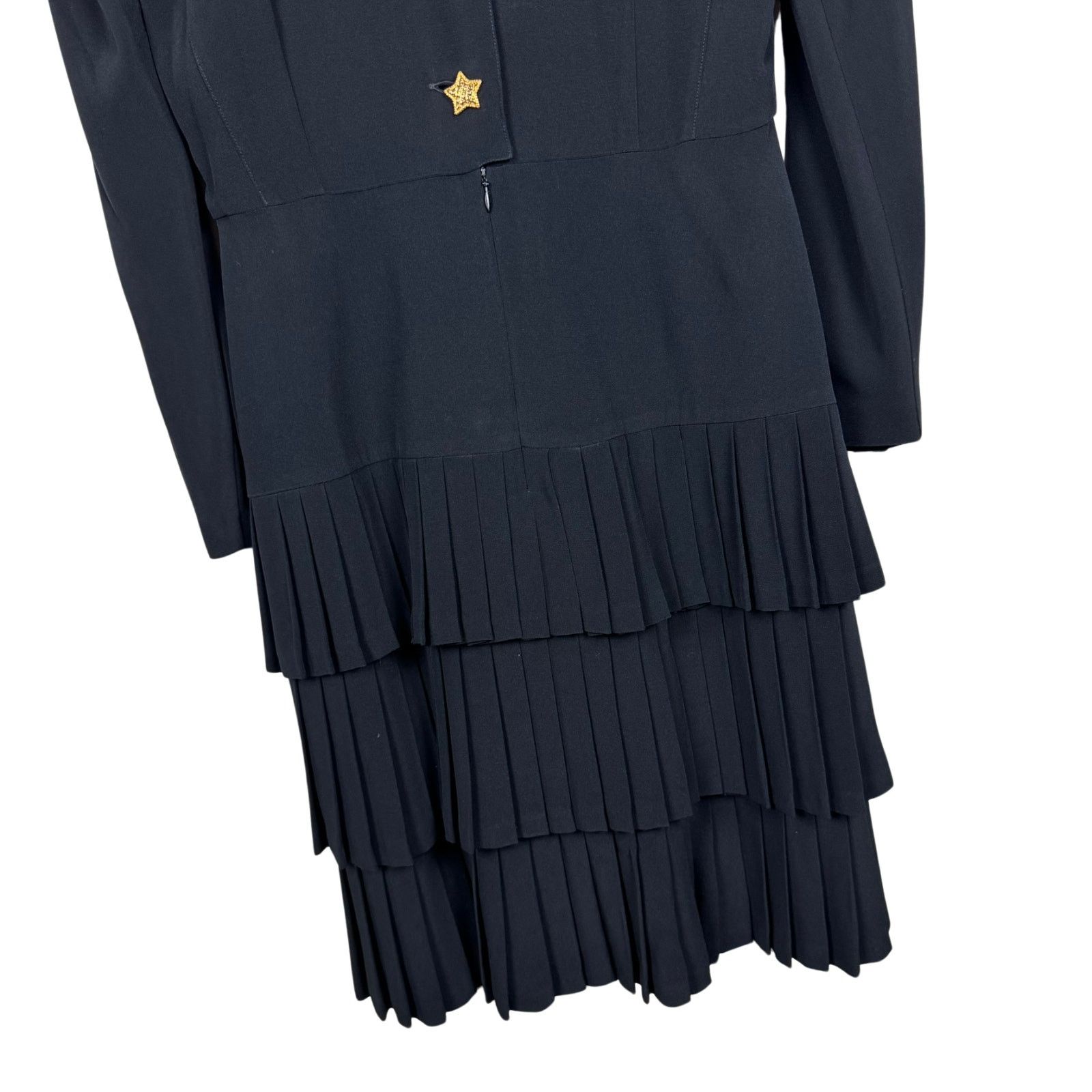 Escada Escada Vintage Black Gold Star Buttons Dress 1980s Size 40 Size M / US 6-8 / IT 42-44 - 8 Thumbnail
