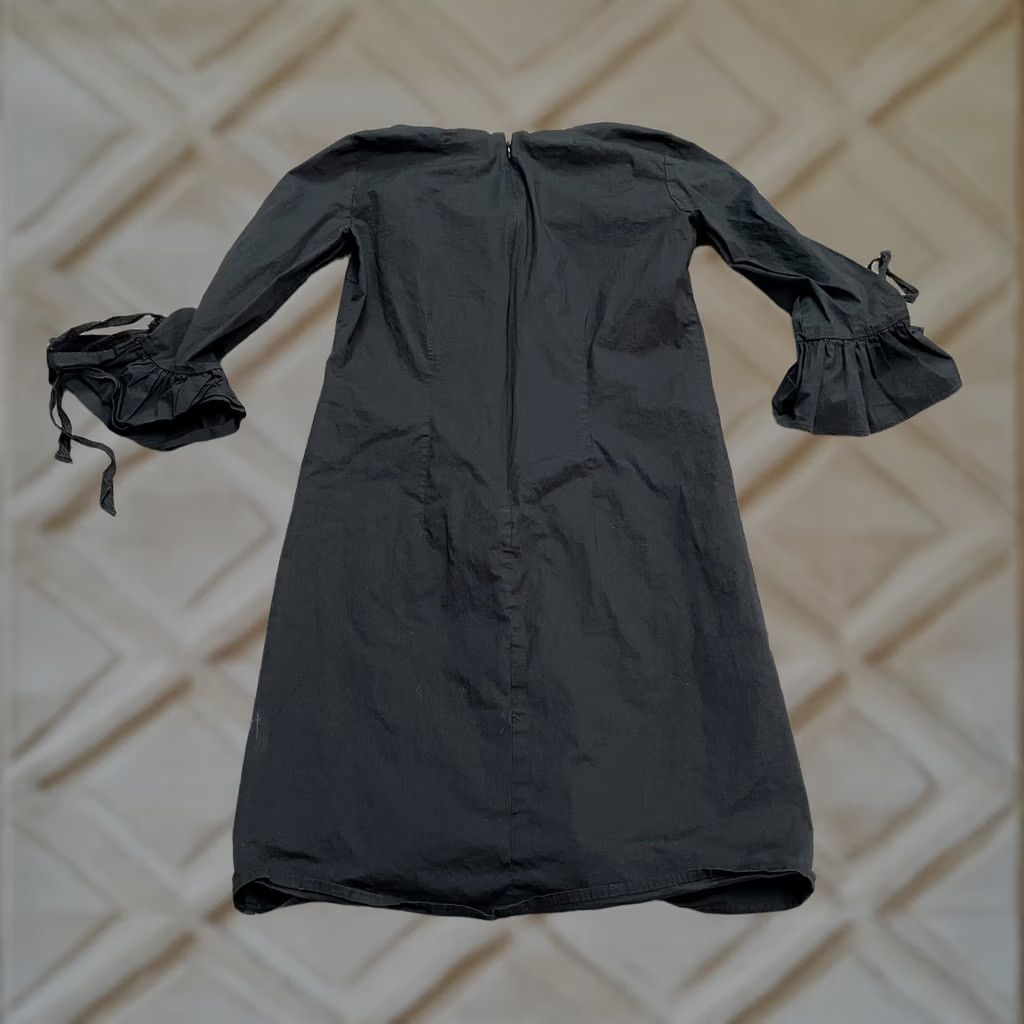 J.Crew J.Crew Classic Shift Midi Dress Womens 00 Solid Black V-Neck Ruffle Tie Sleeve Size XXS / US 00 / IT 34 - 1 Thumbnail