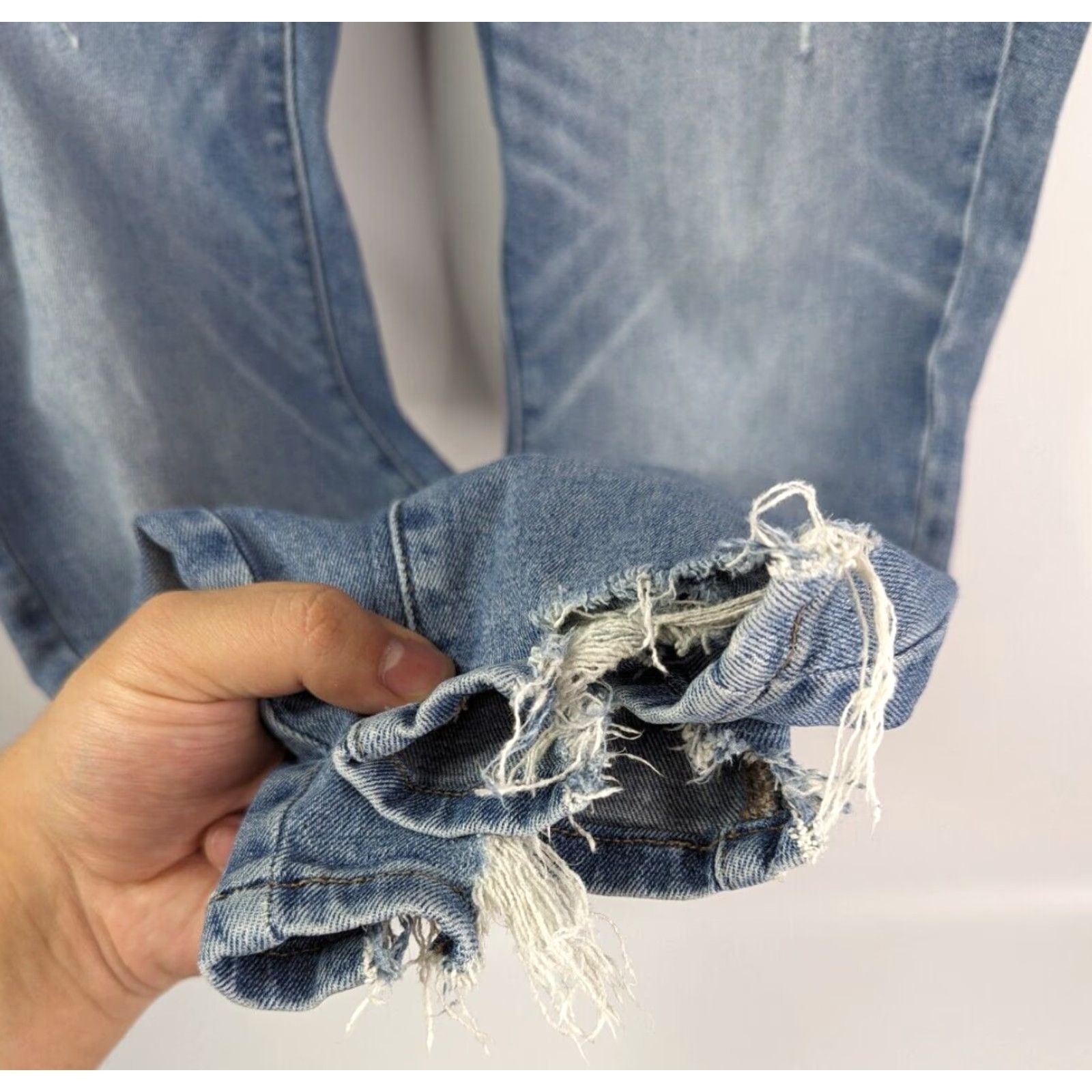Vintage Lane Bryant Jeans 20 High Rise Shark Bite Hem Distressed Skinny Ankle Blue Denim Size 42" / US 20 - 2 Thumbnail