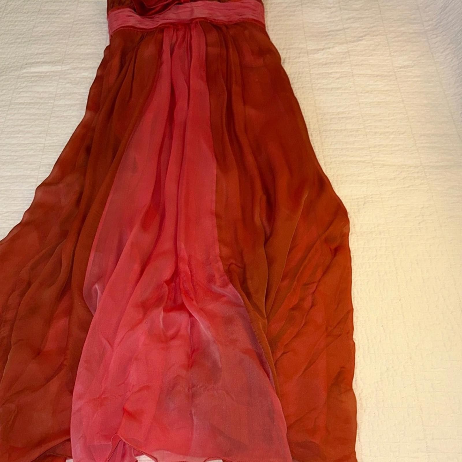 Other Kay Unger size 8 100% Silk Coral Gown Rear Bow Imperfections Size M / US 6-8 / IT 42-44 - 6 Thumbnail