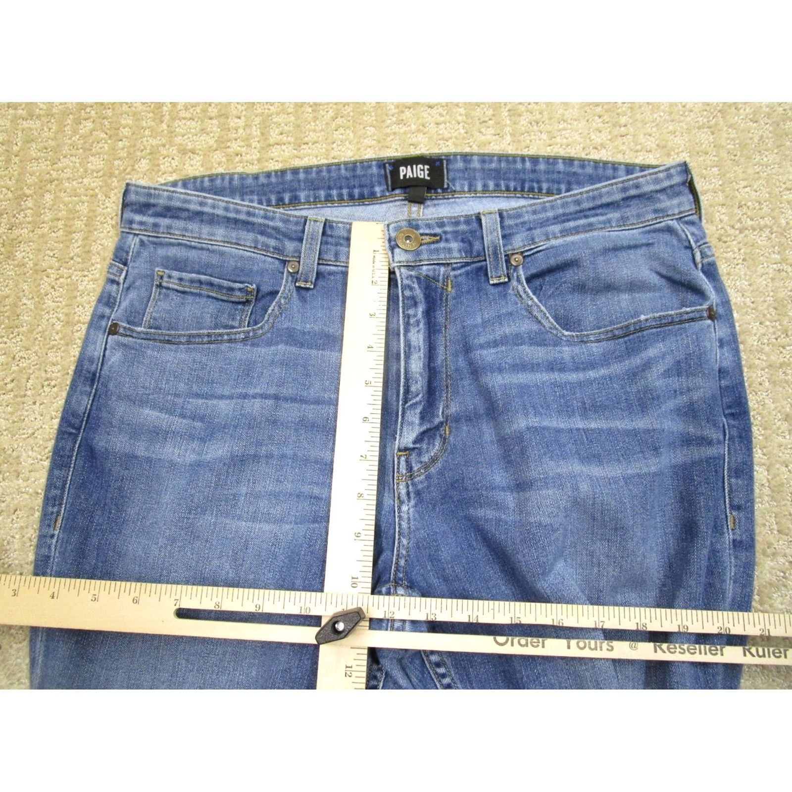 Paige Paige Federal Jeans Men 33 Blue Straight Slim Denim Light Wash 5-Pocket Logo 34 Inseam Regular Size Type: Jeans Size US 33 - 6 Thumbnail