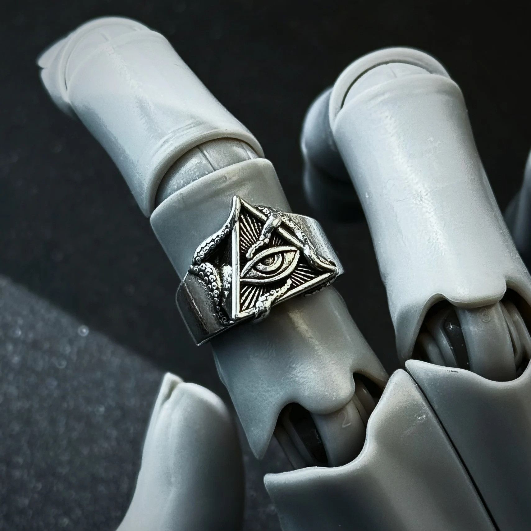 Vintage Retro Eye of Providence Adjustable Open Ring Size ONE SIZE - 4 Thumbnail