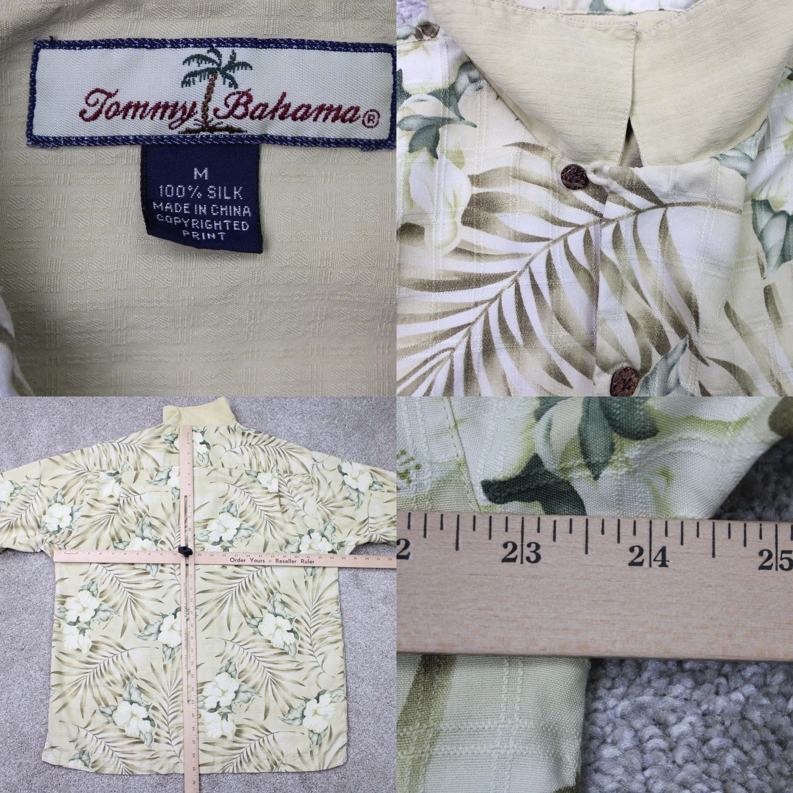 Tommy Bahama Tommy Bahama Camp Shirt Men Medium Beige Floral Silk S/S Button-Up Casual Beach Hawaii Size US M / EU 48-50 / 2 - 8 Thumbnail