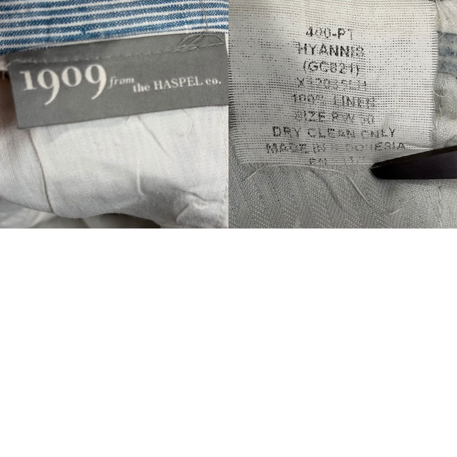 CO 1909 from The Haspel Co. Blue White Pinstripe Linen Wide Leg Trousers Pants Sz 8 Size 30" / US 8 / IT 44 - 8 Thumbnail