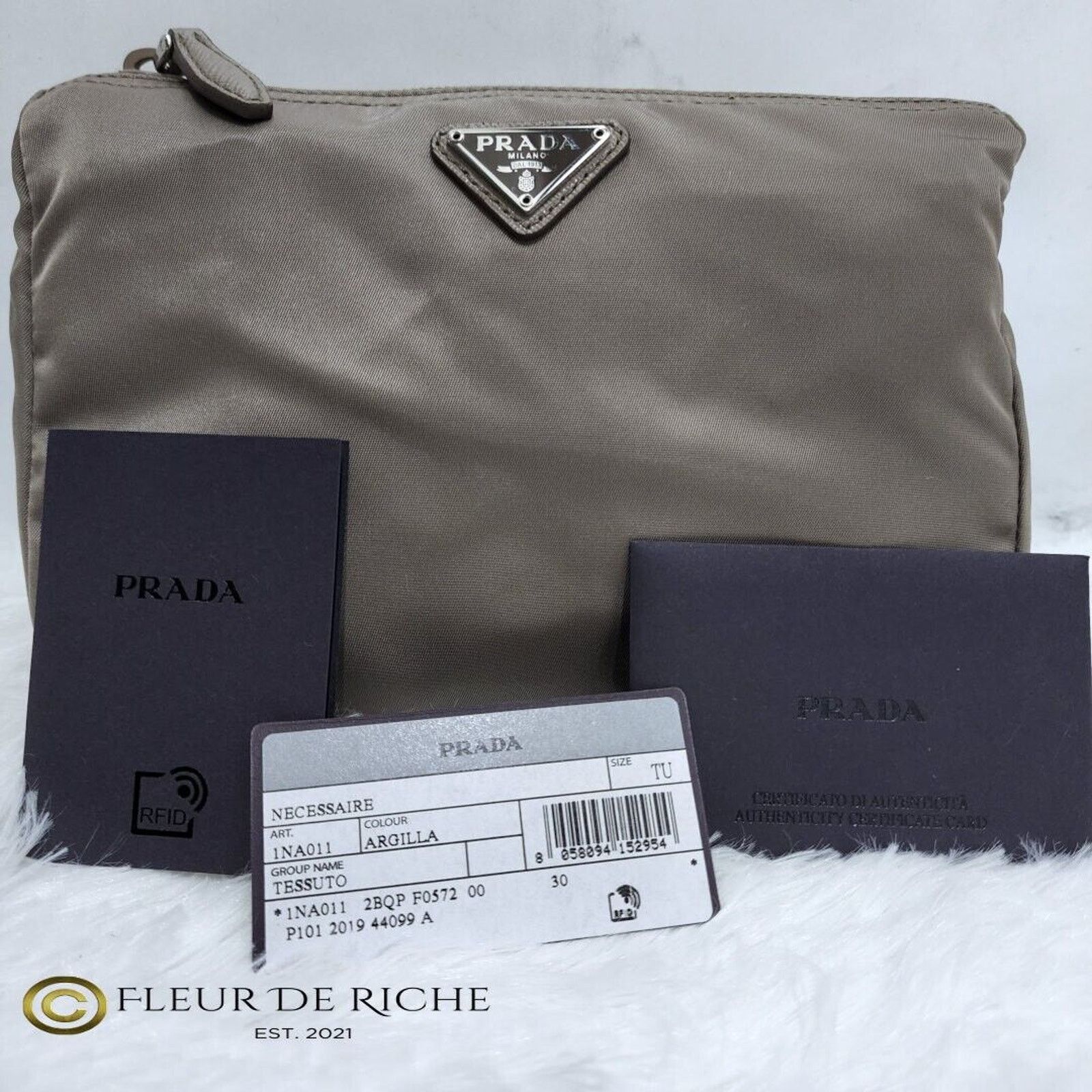 Prada Prada Necessaire Tessuto Nylon Small Toiletry Clutch Gray Size ONE SIZE - 12 Thumbnail